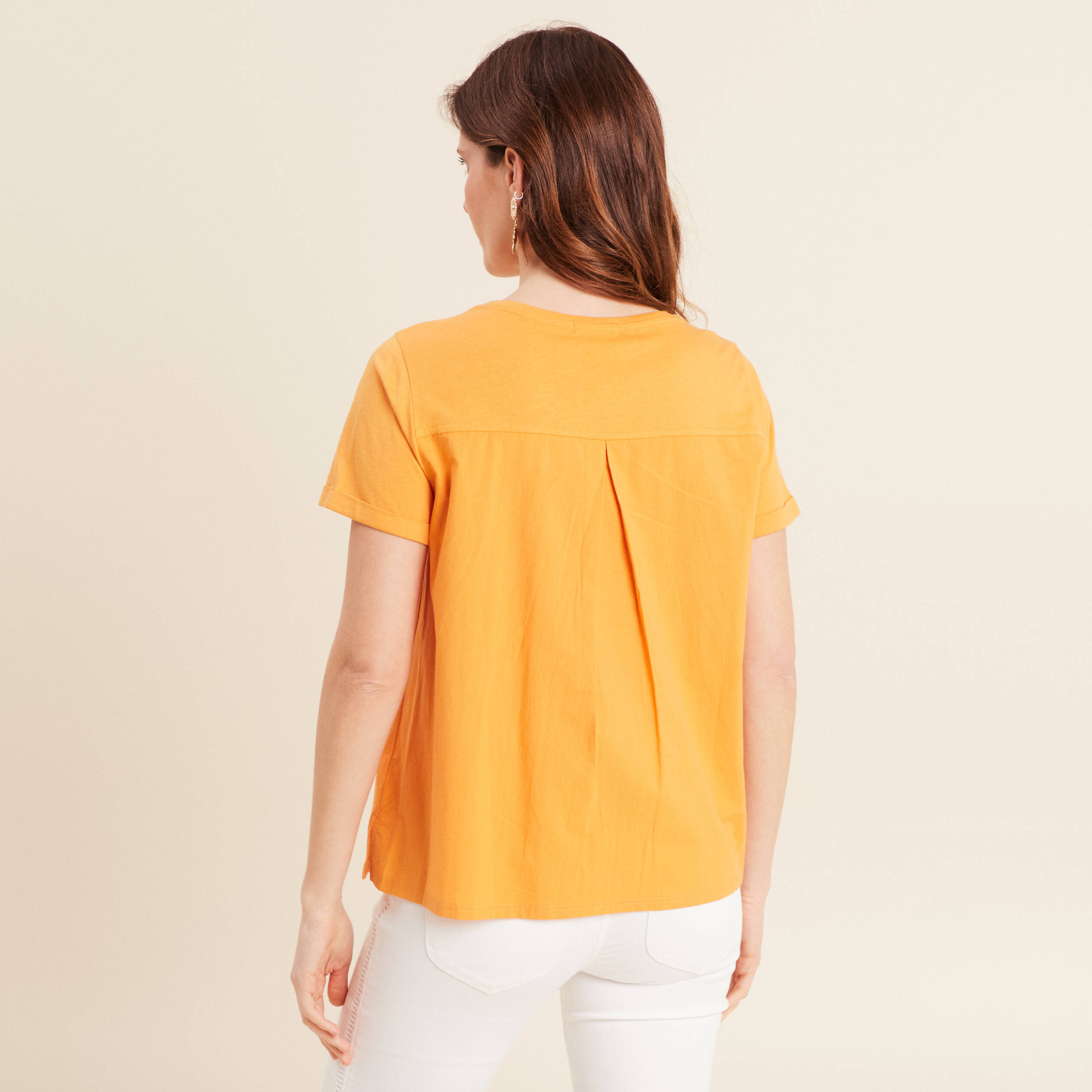 T-shirt manches courtes orange clair femme