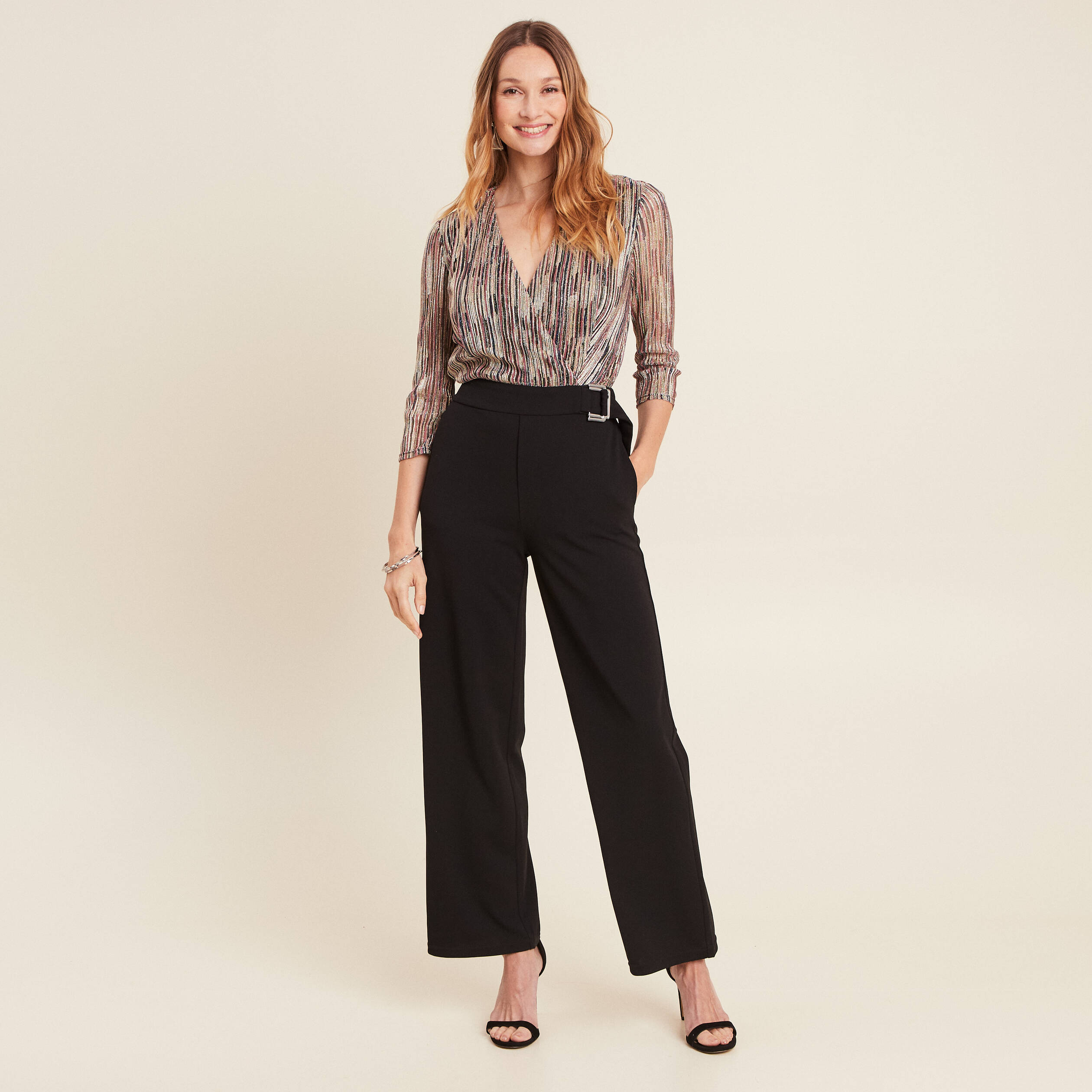 Combinaison pantalon pailletée rose femme