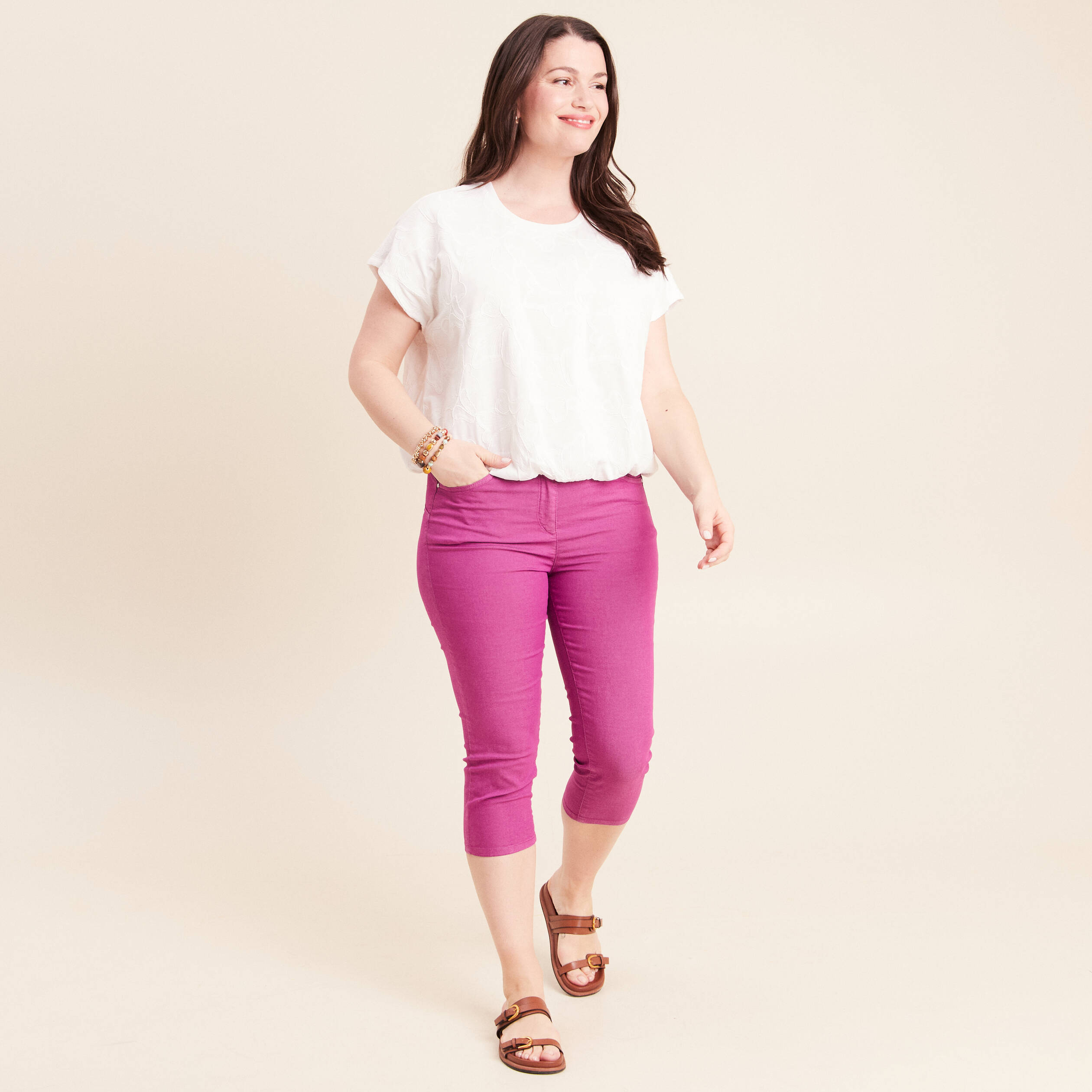 Pantacourt magique Le L&eacute;ger coupe droite violet femme