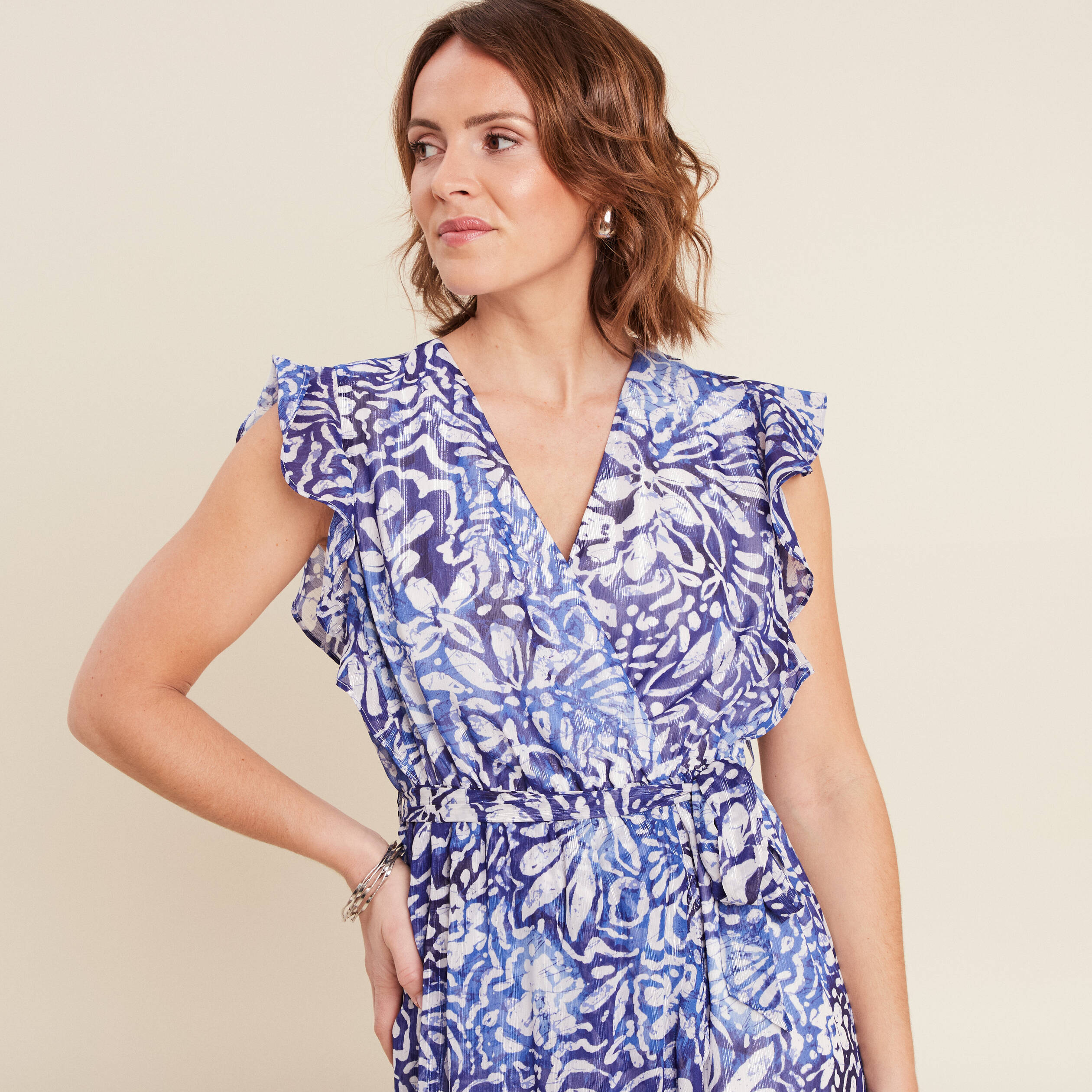 Robe longue portefeuille bleu femme