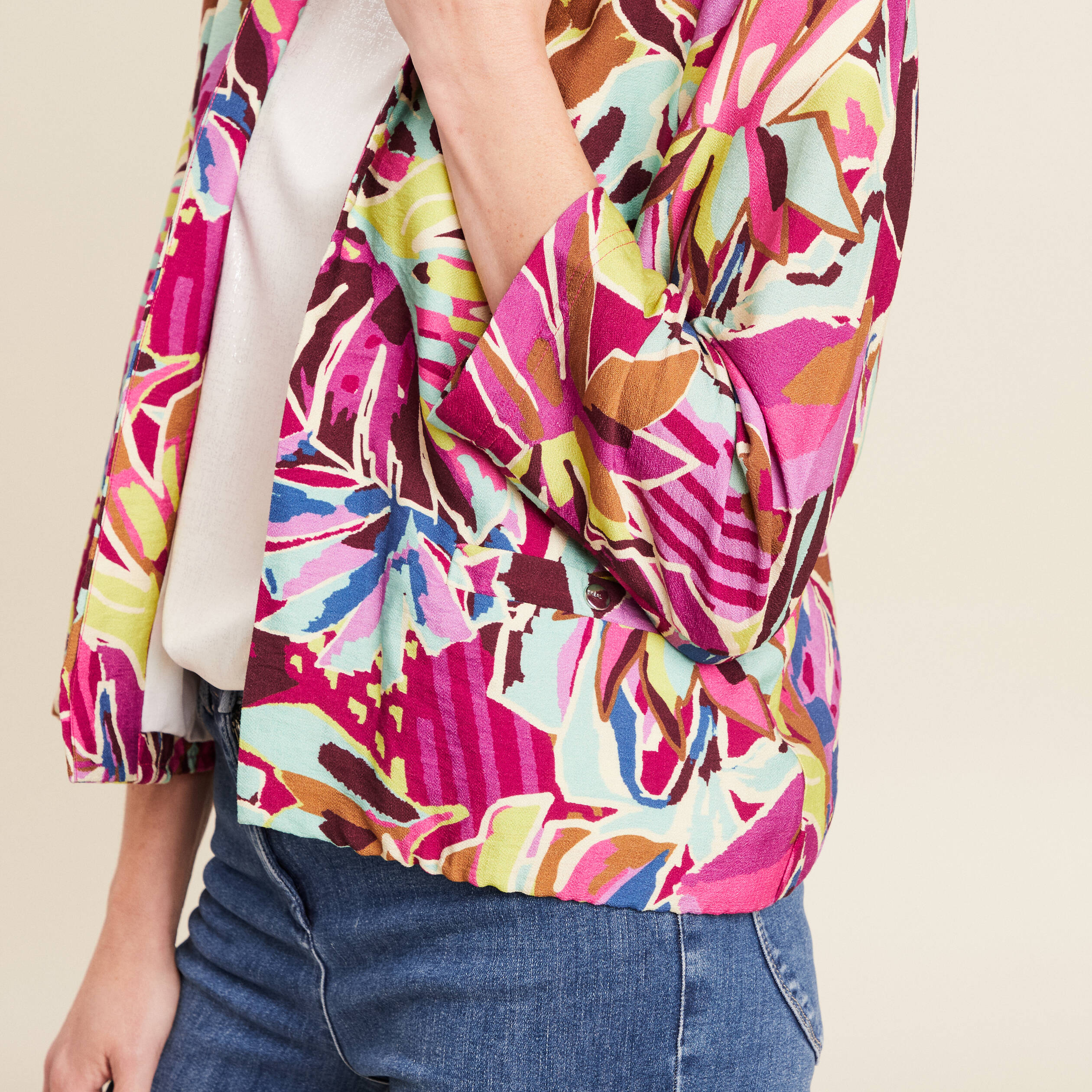 veste courte bas resserré doublée mauve femme