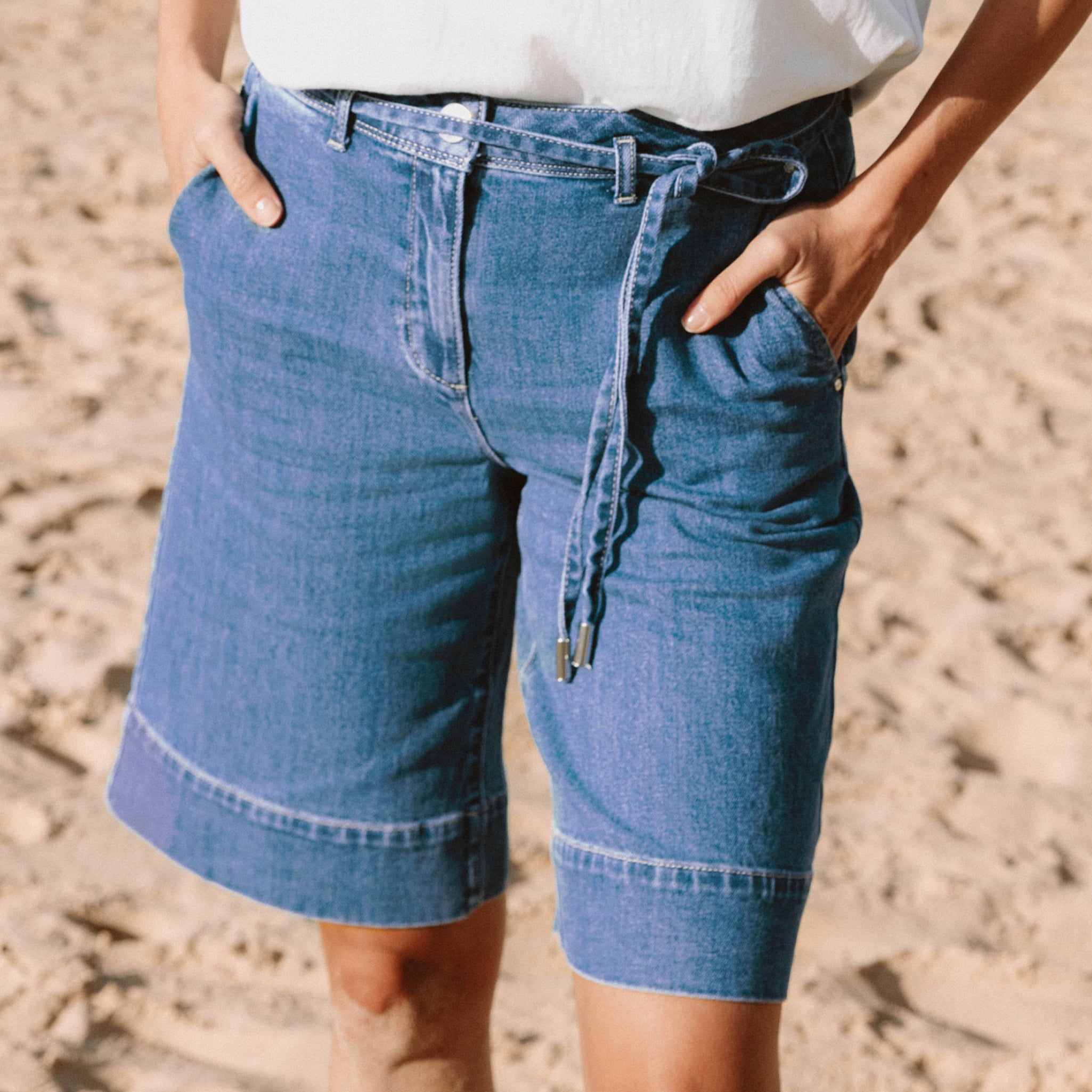 Bermuda en jean denim stone femme