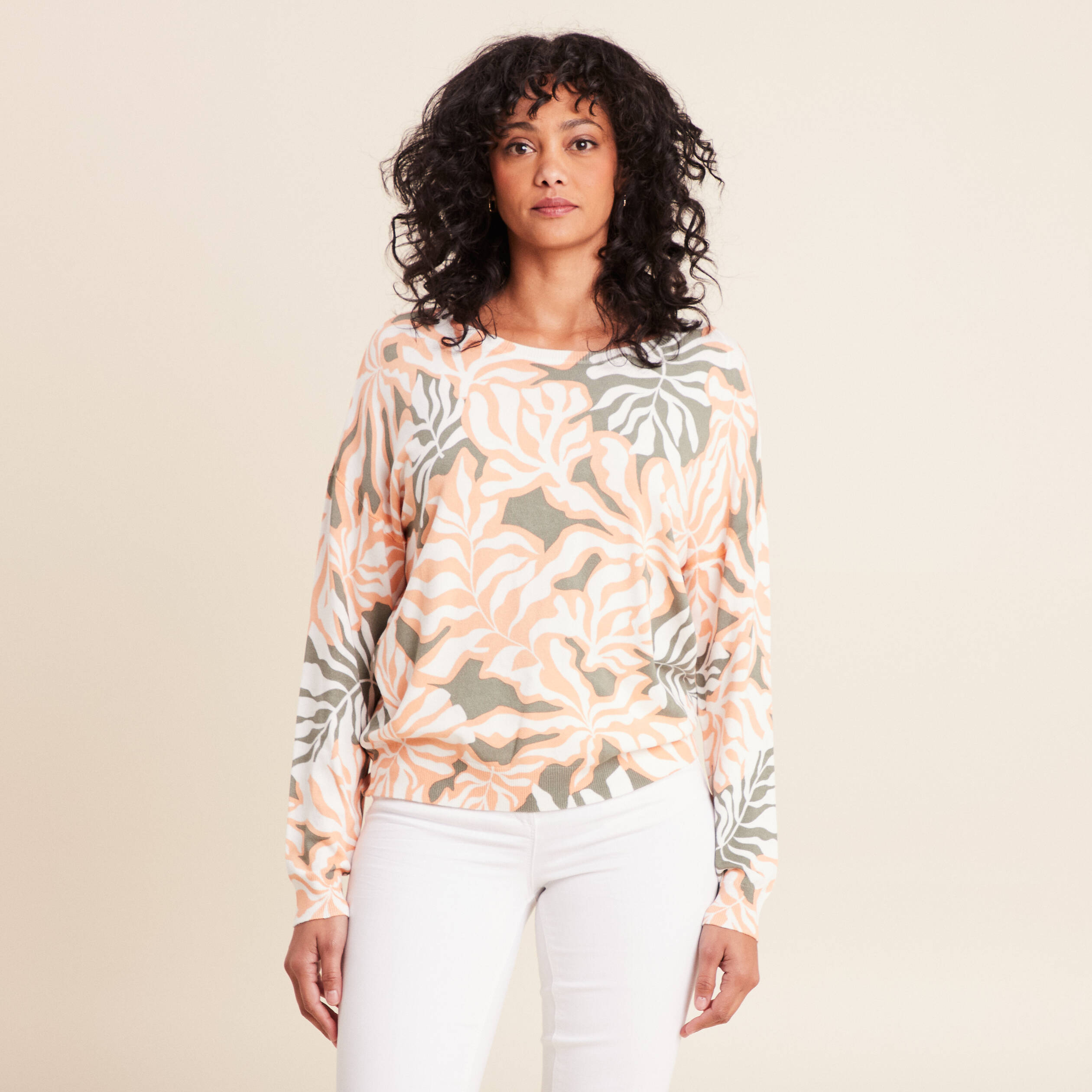 Pull manches longues vert femme