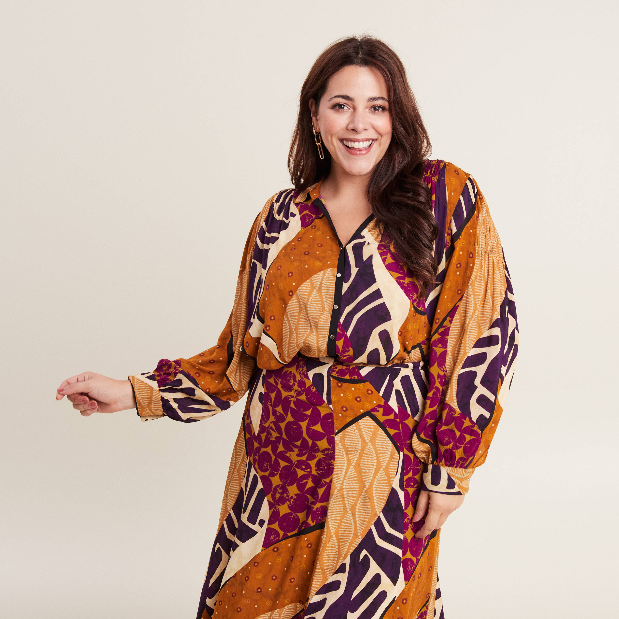 Chemise manches longues multicolore femme