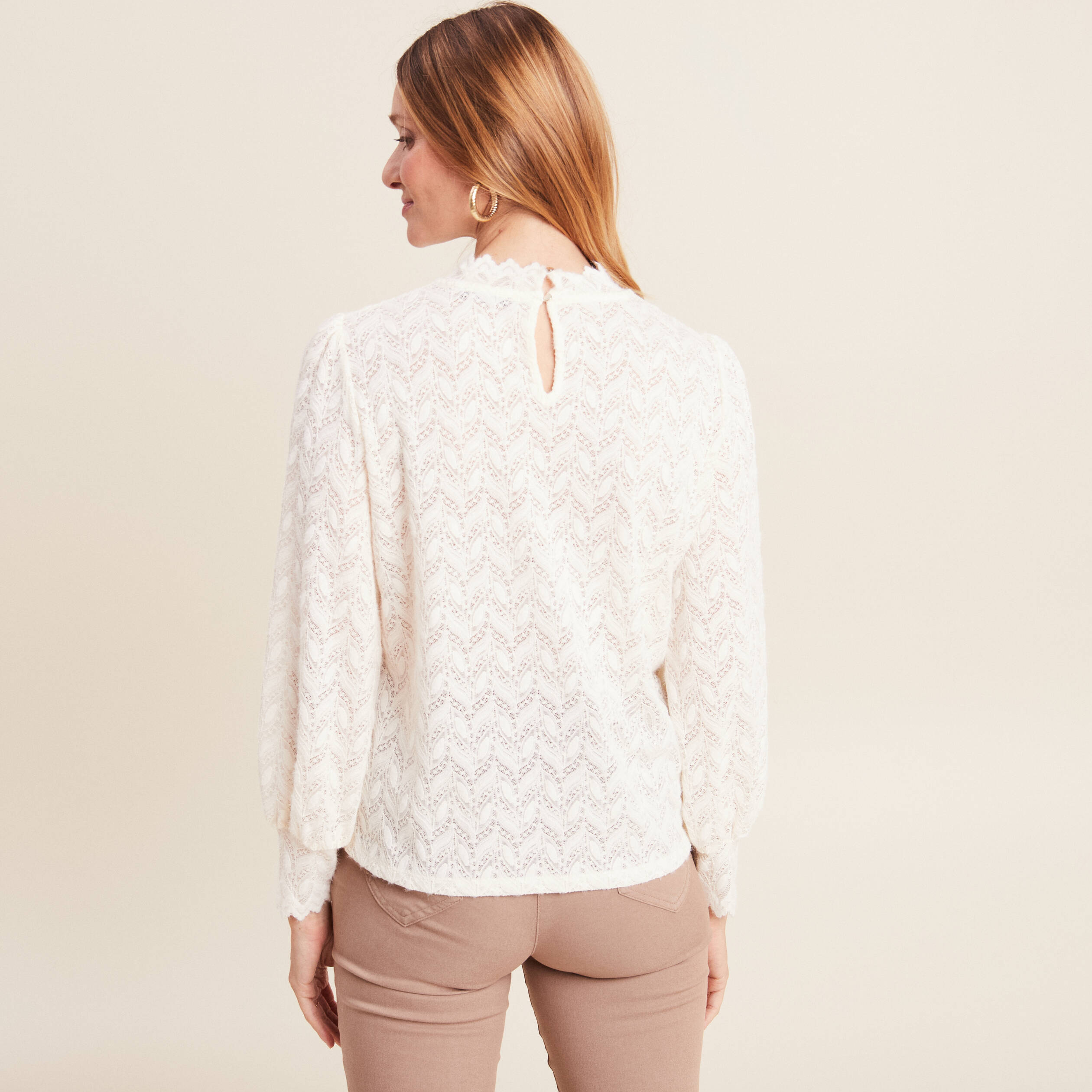 T-shirt manches longues ecru femme