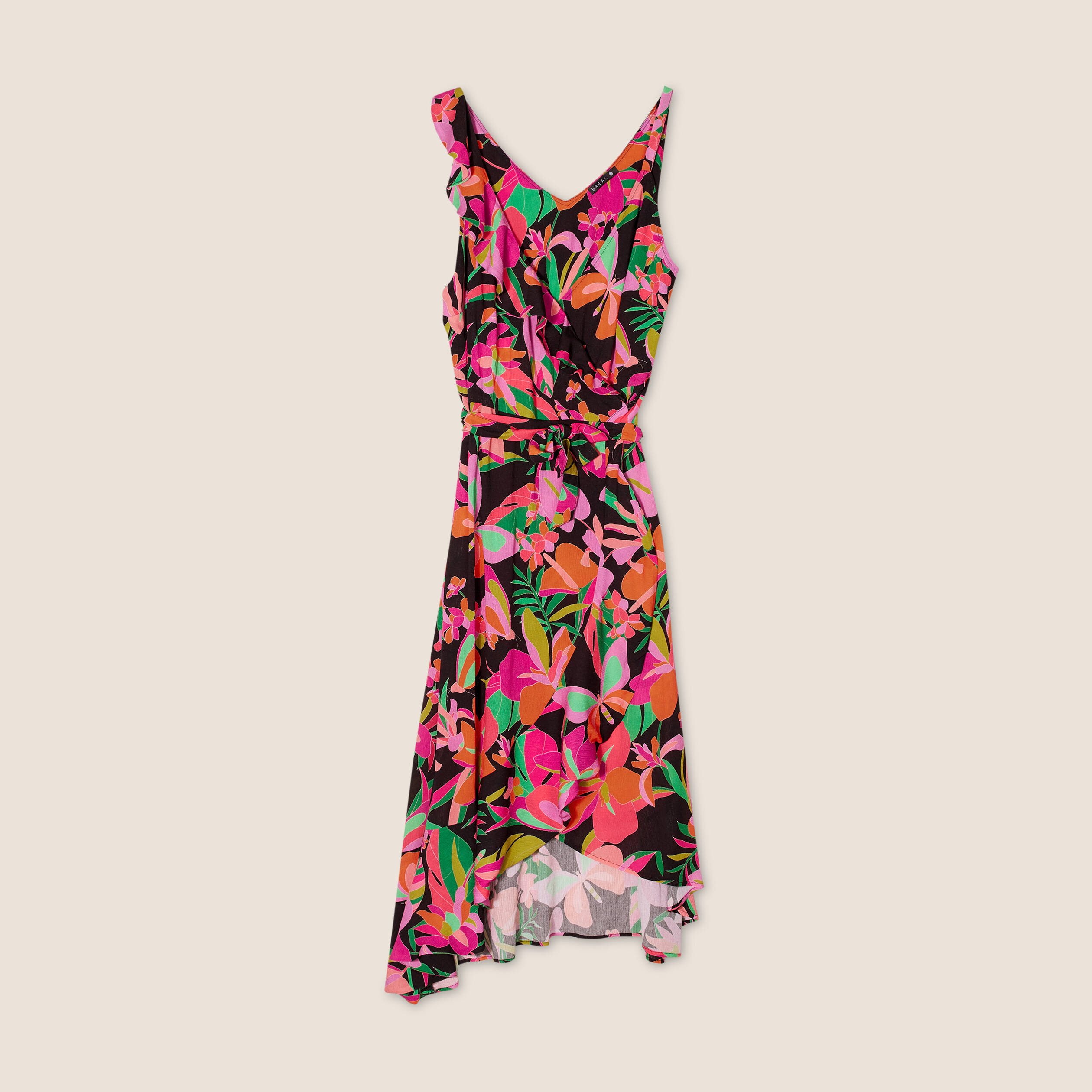 Robe longue portefeuille rose fushia femme