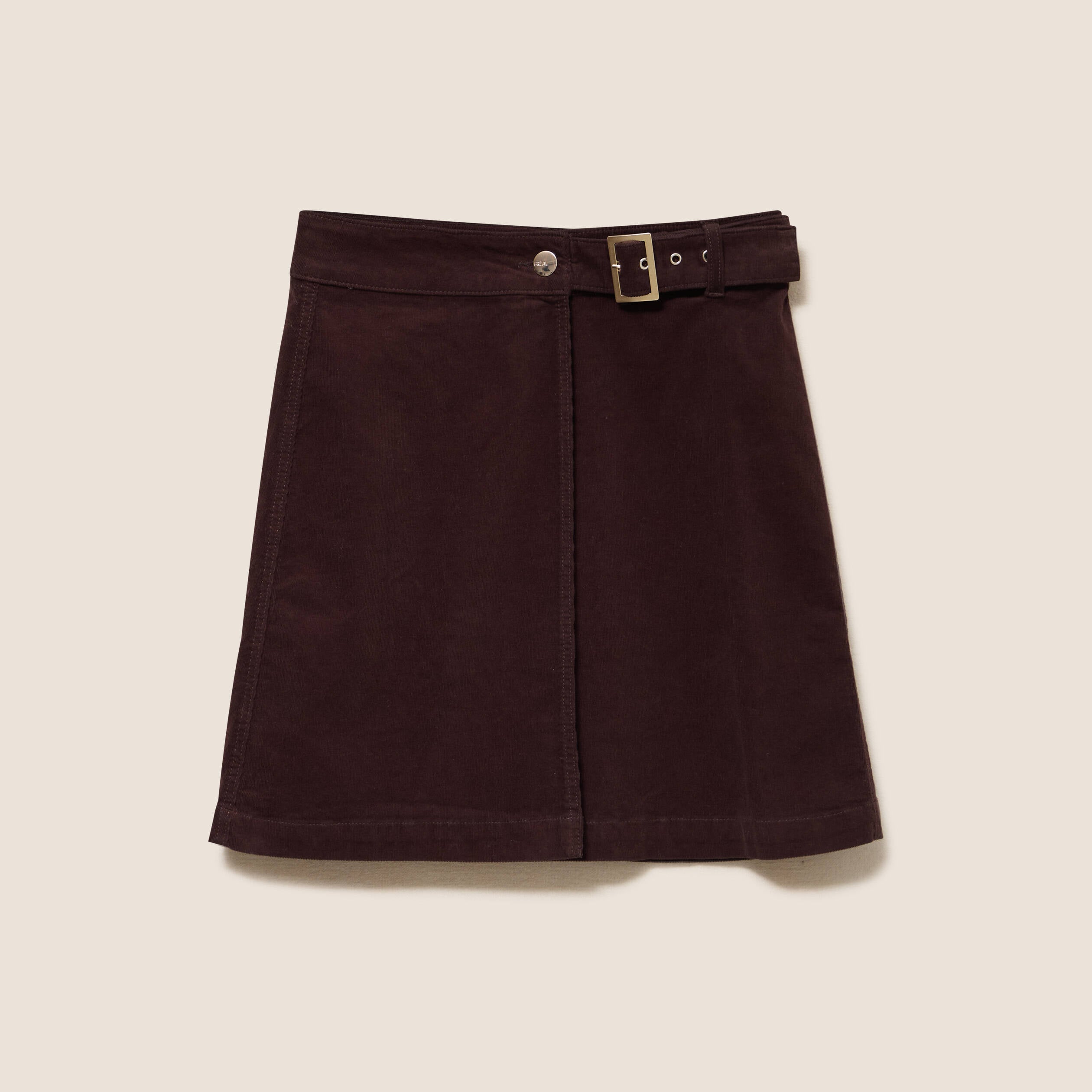 Jupe en velours marron fonc&eacute; femme