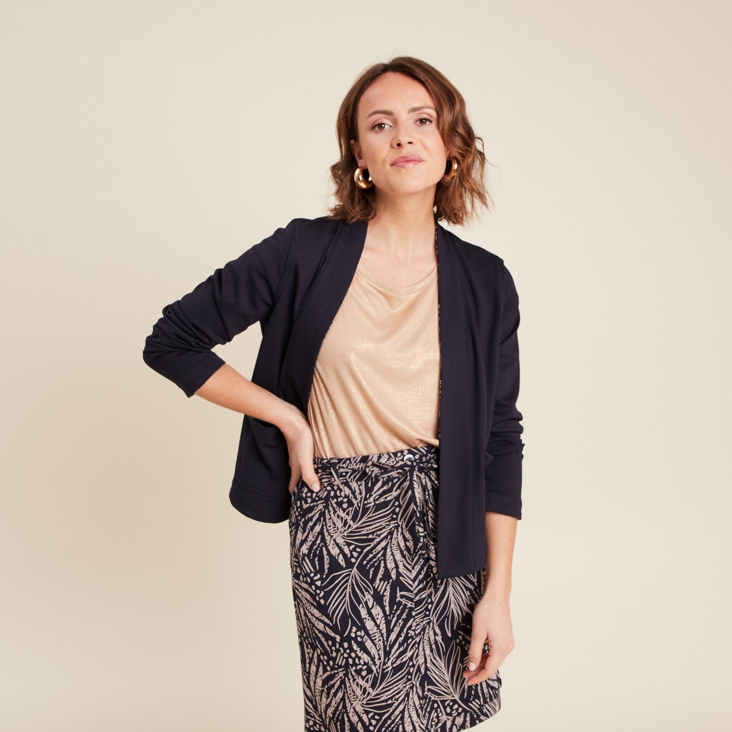 veste droite reversible bleu fonce femme Veste droite réversible bleu foncé femme