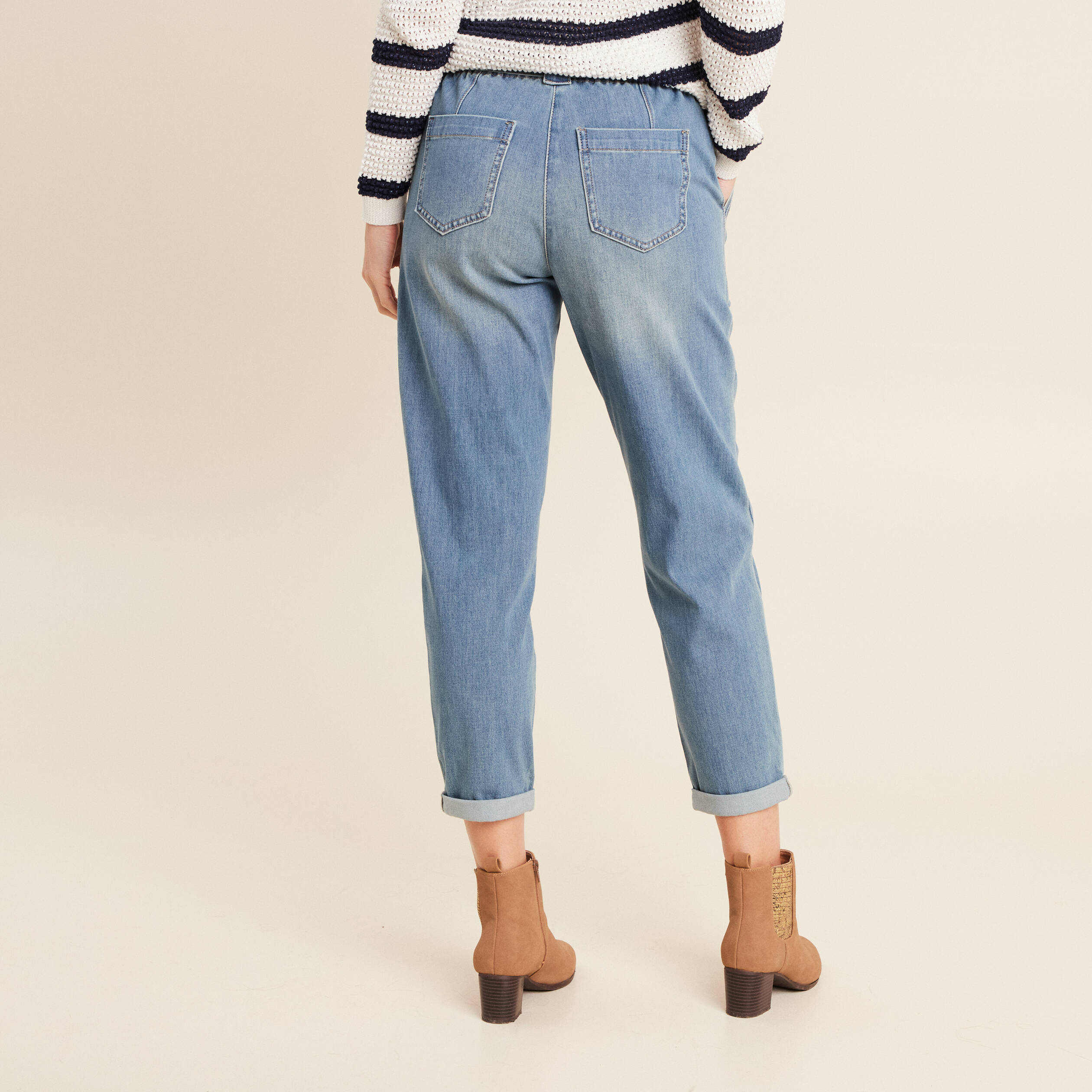 Jean paperbag 7/8ème denim double stone femme