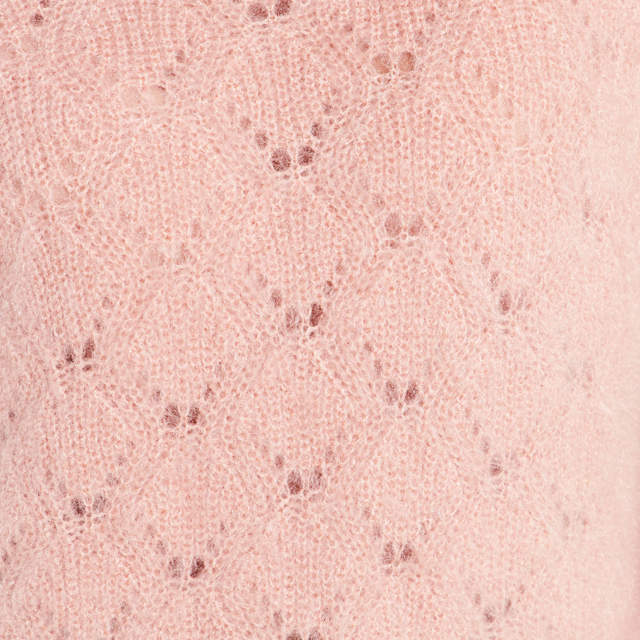 Pull ajour&eacute; col rond vieux rose femme