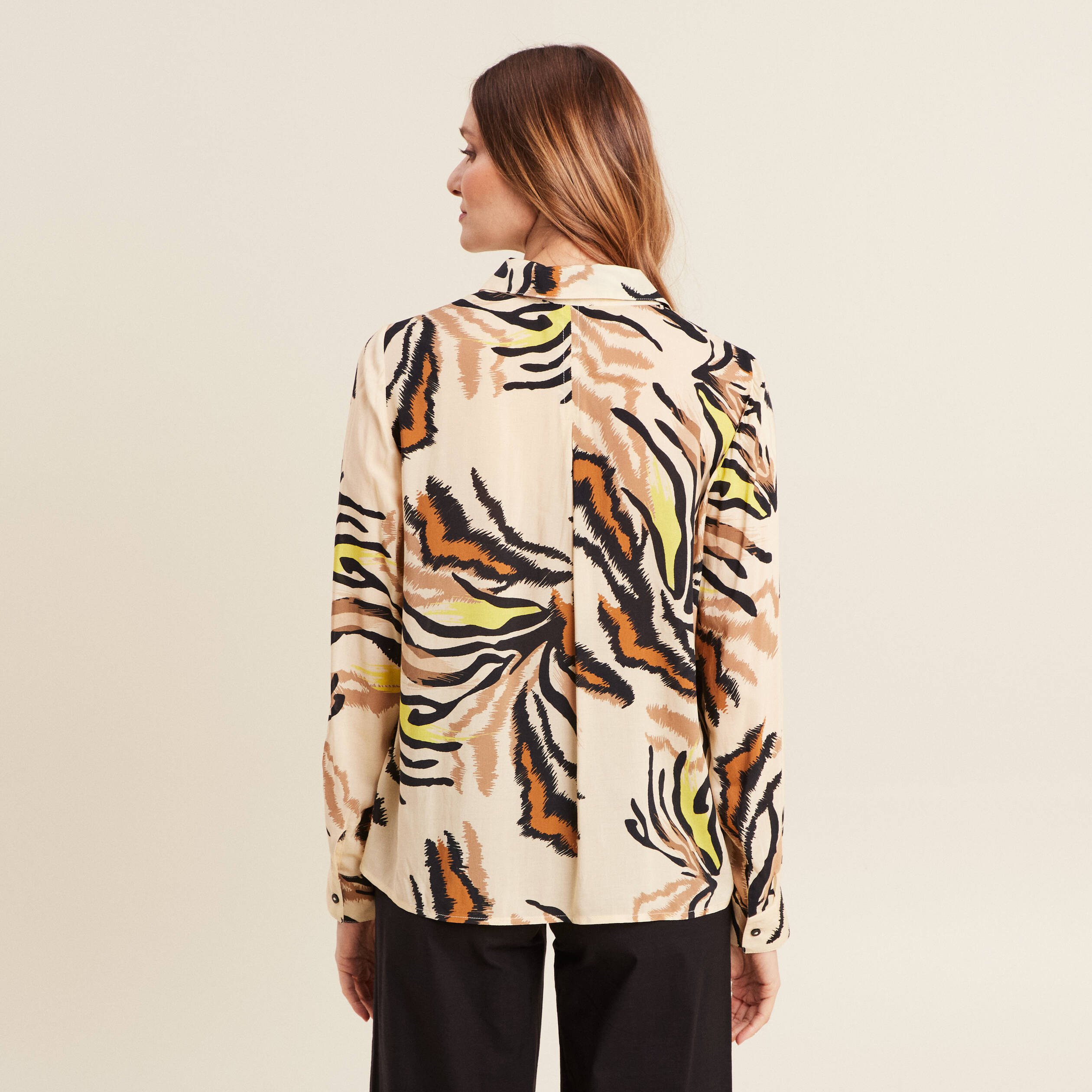 Chemise manches longues creme femme