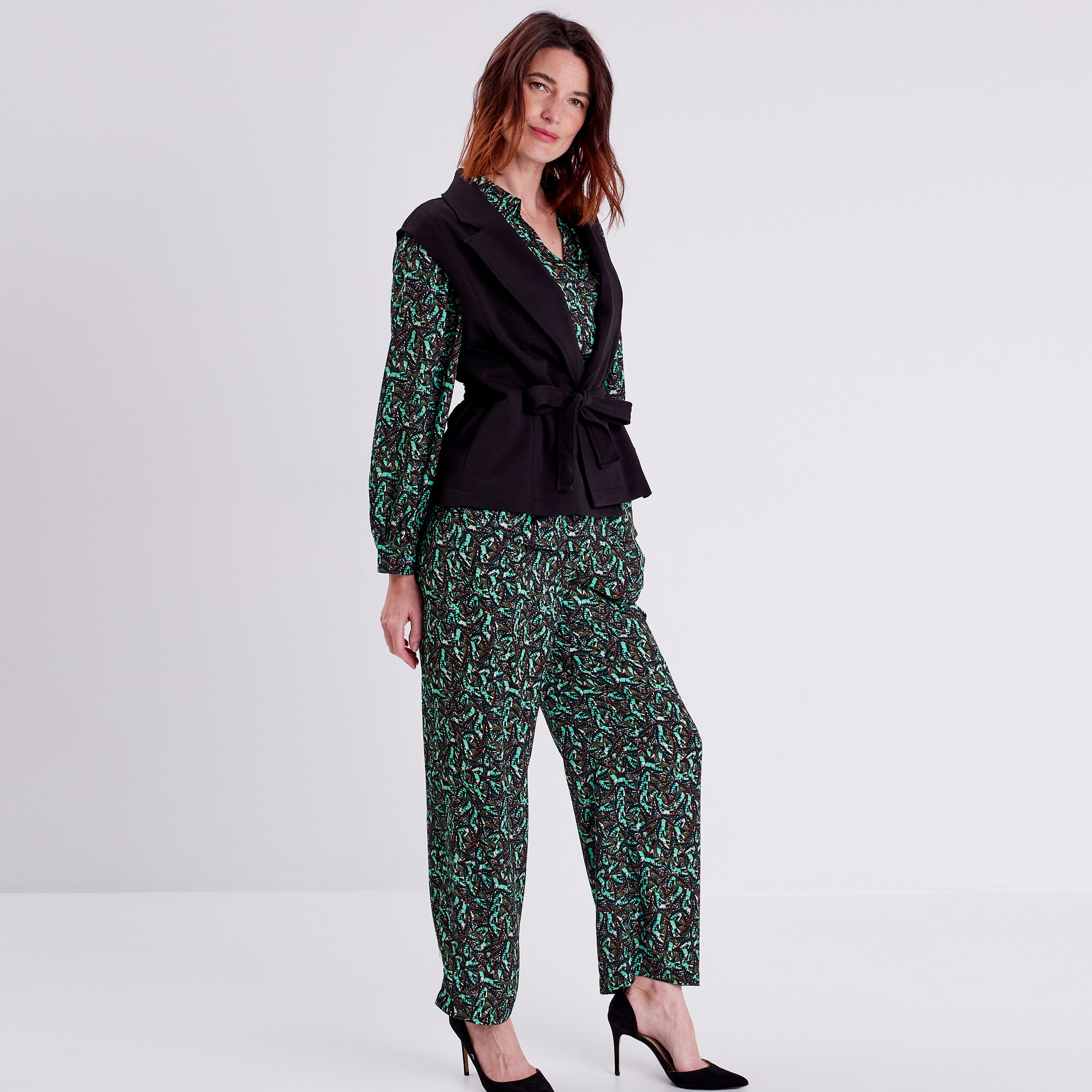 pantalon flou vert pastel femme Pantalon flou vert pastel femme