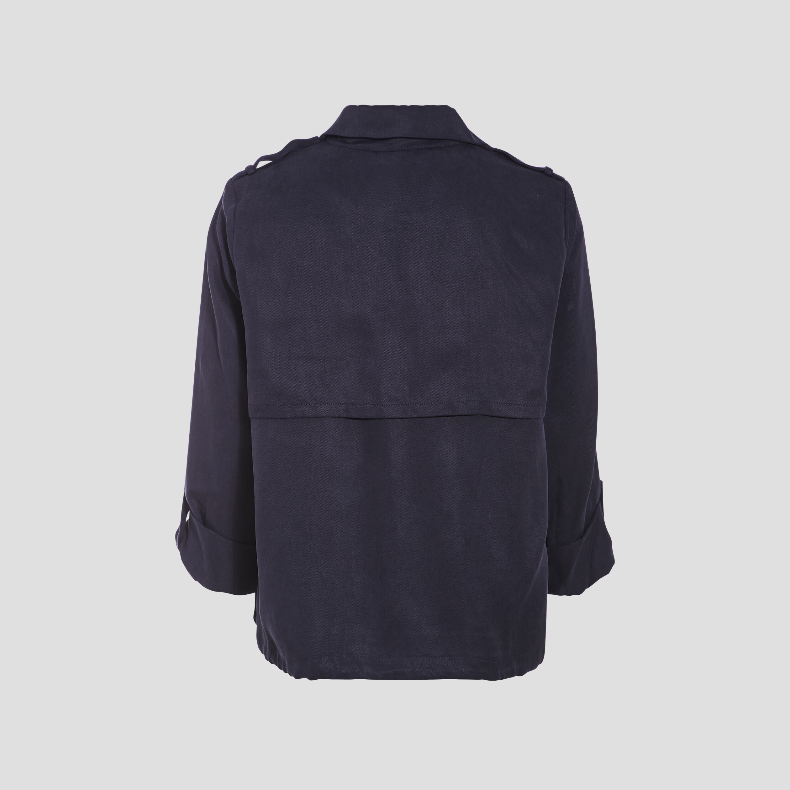 Blouson droit boutonné bleu foncé femme