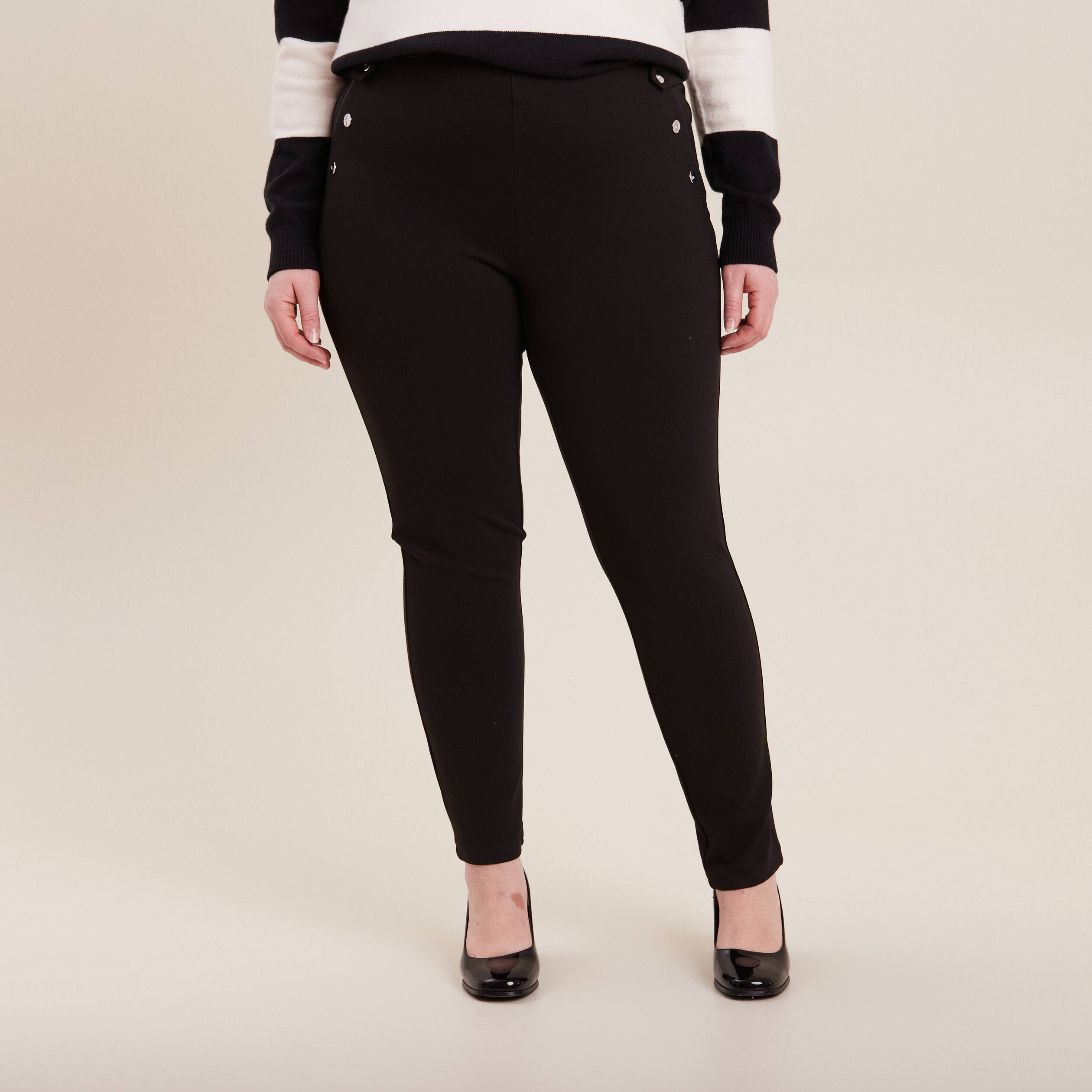 Pantalon tregging taille basculee noir femme Breal