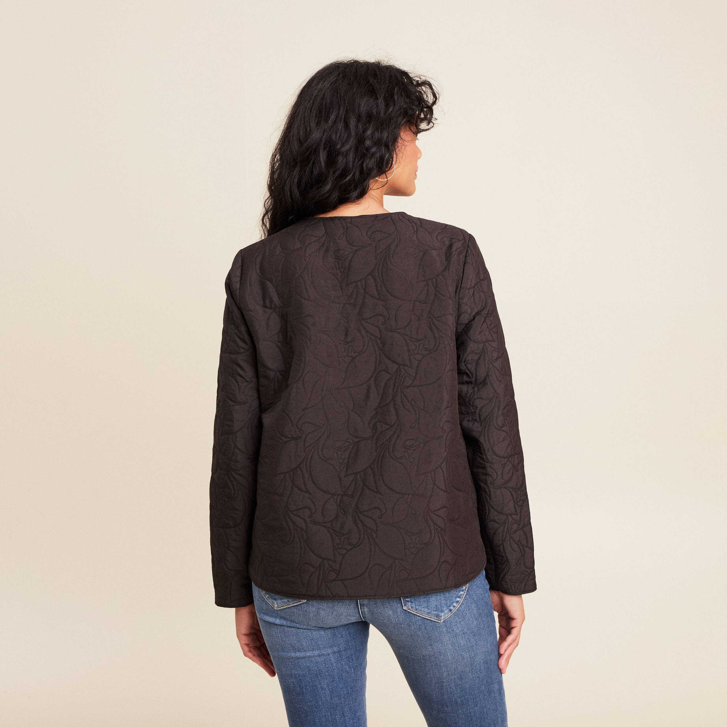 Doudoune sans col doublée noir femme