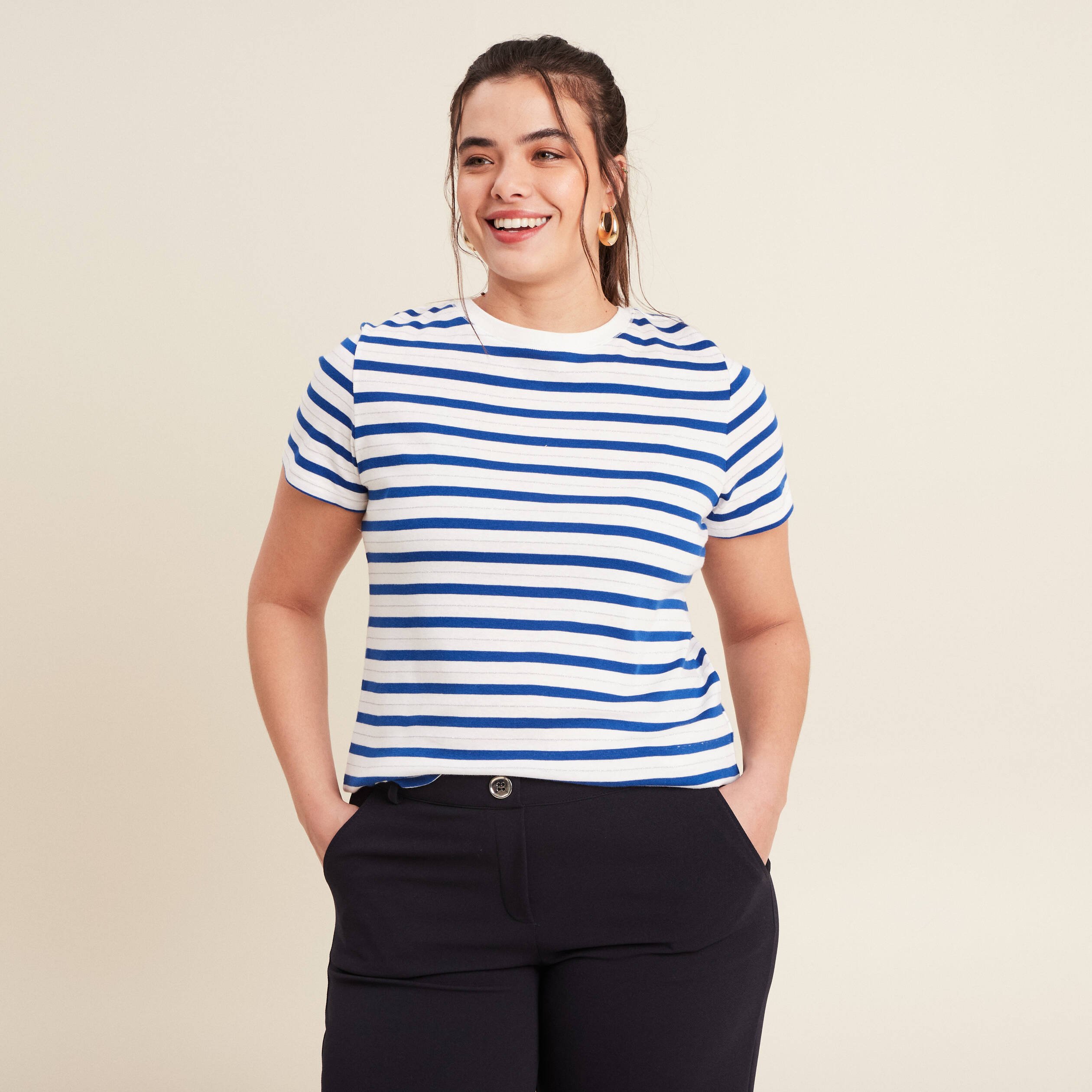 T-shirt manches courtes bleu femme