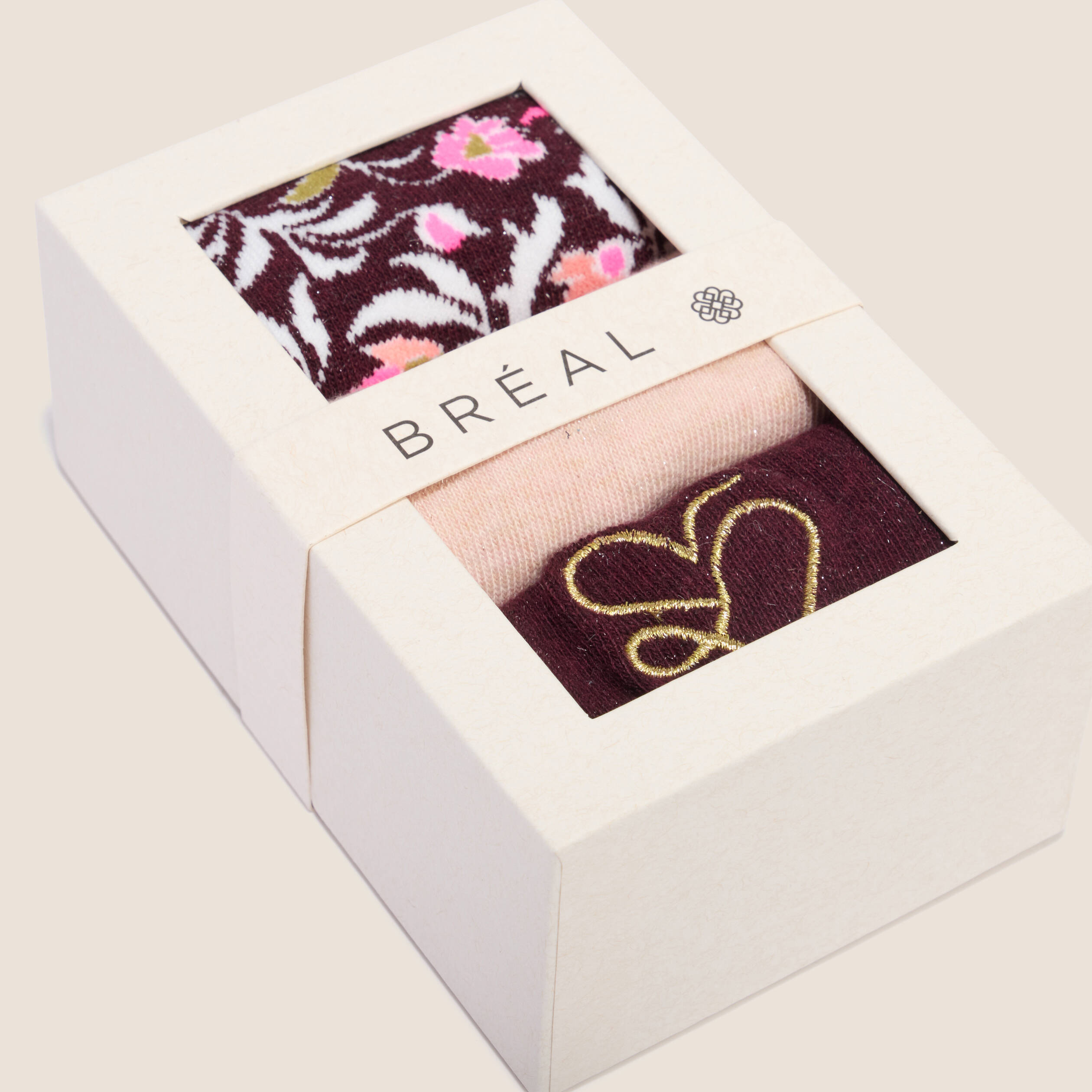 Coffret lot de 3 paires de chaussettes rose femme