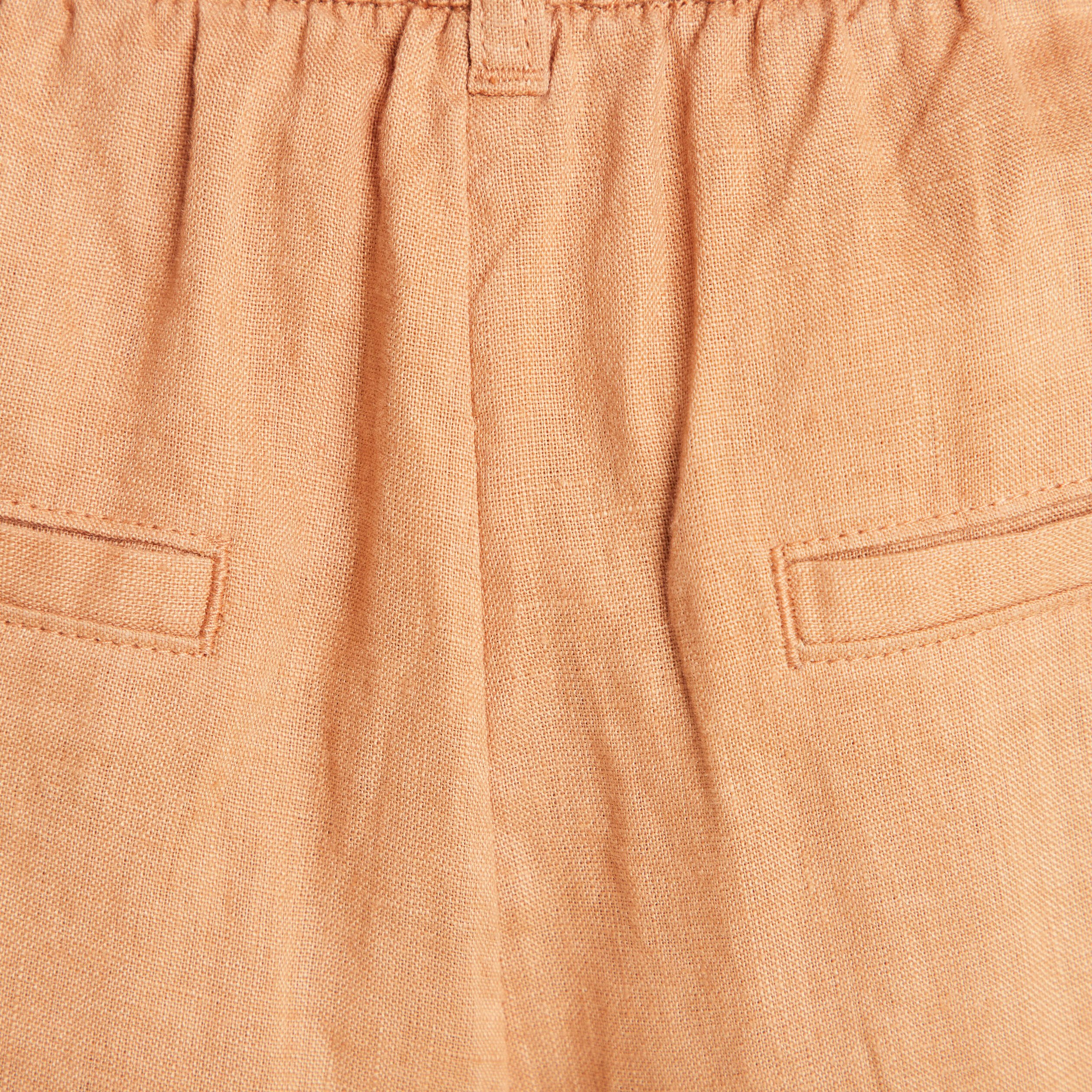 Pantalon fluide taille haute beige femme