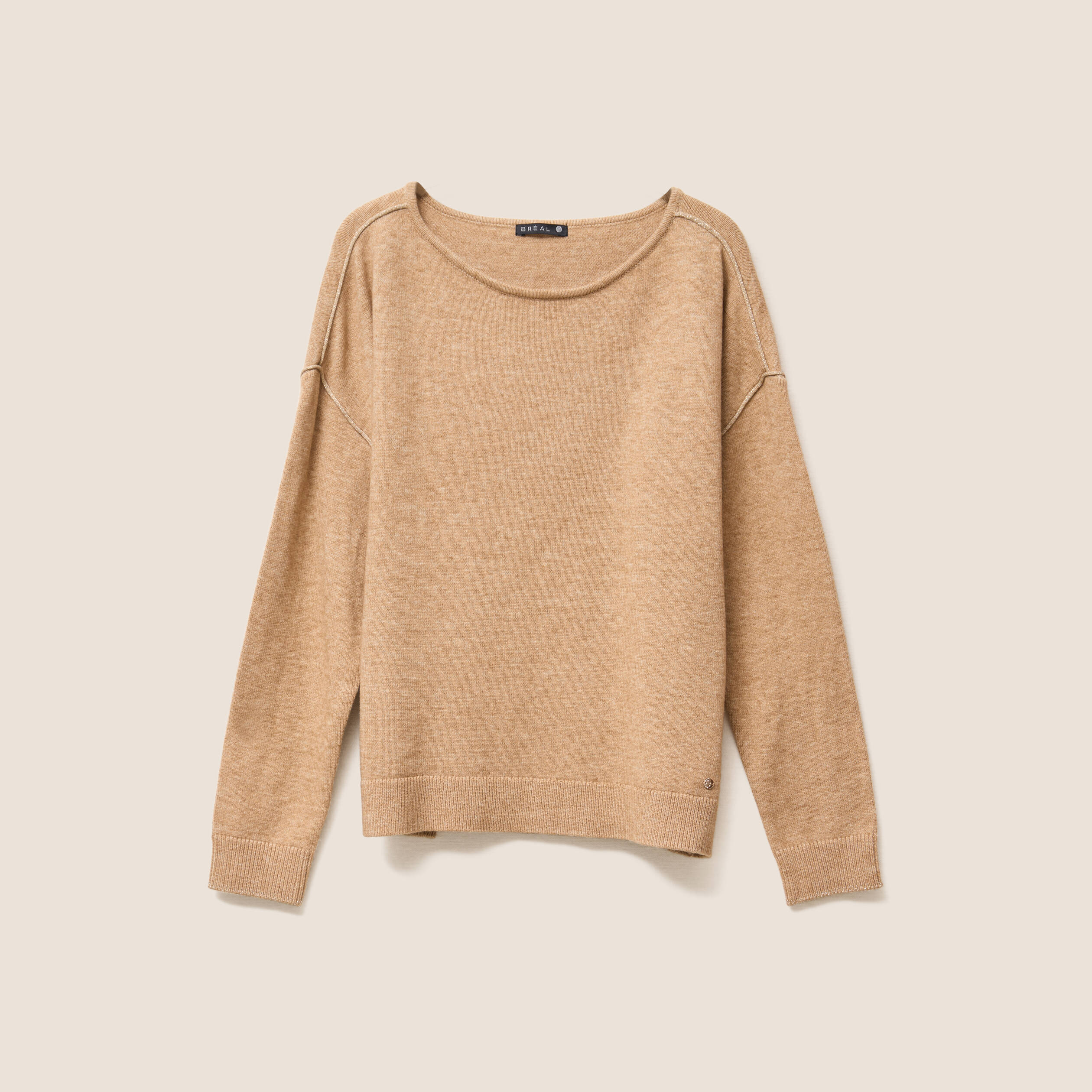 Pull manches longues beige femme