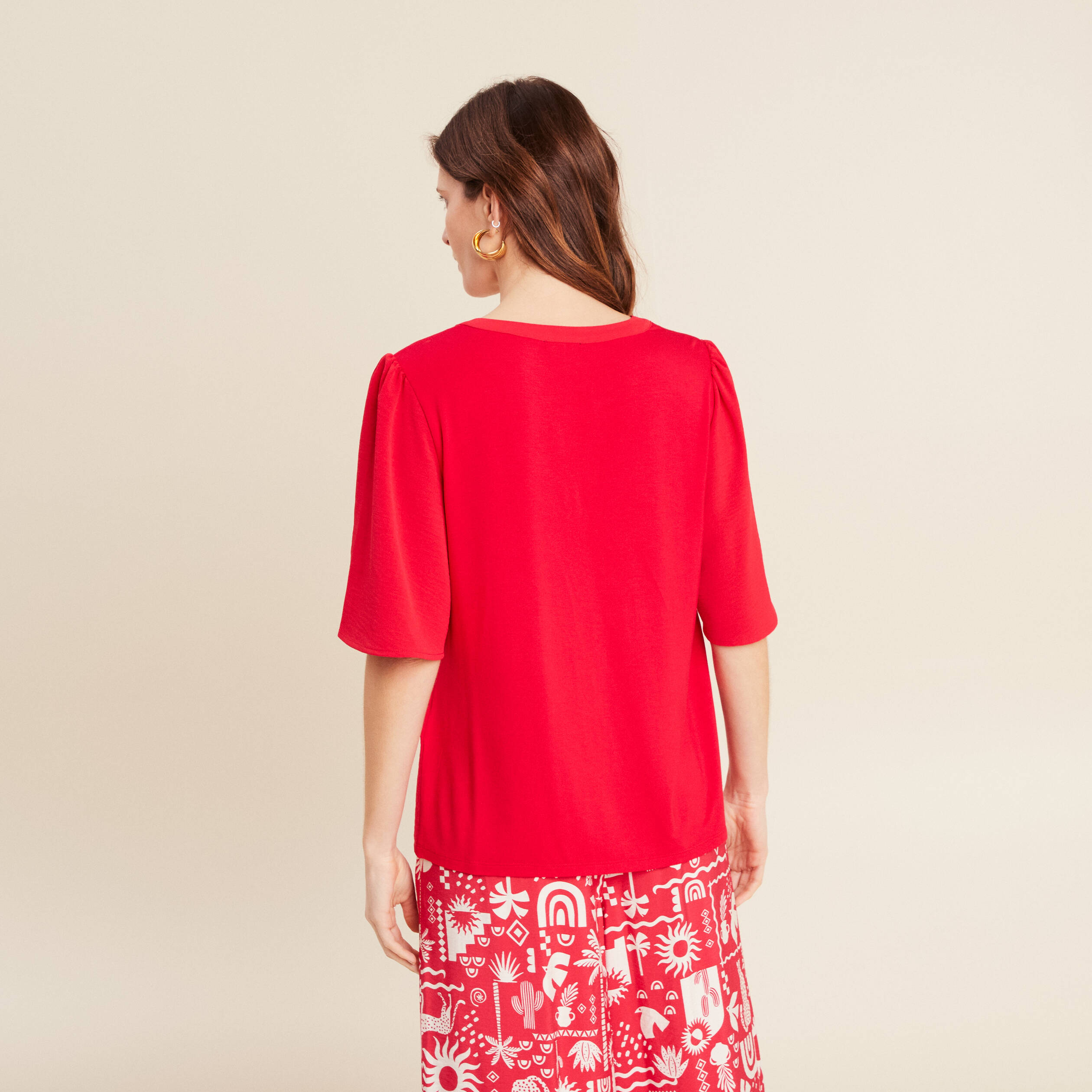 T-shirt manches courtes rouge femme