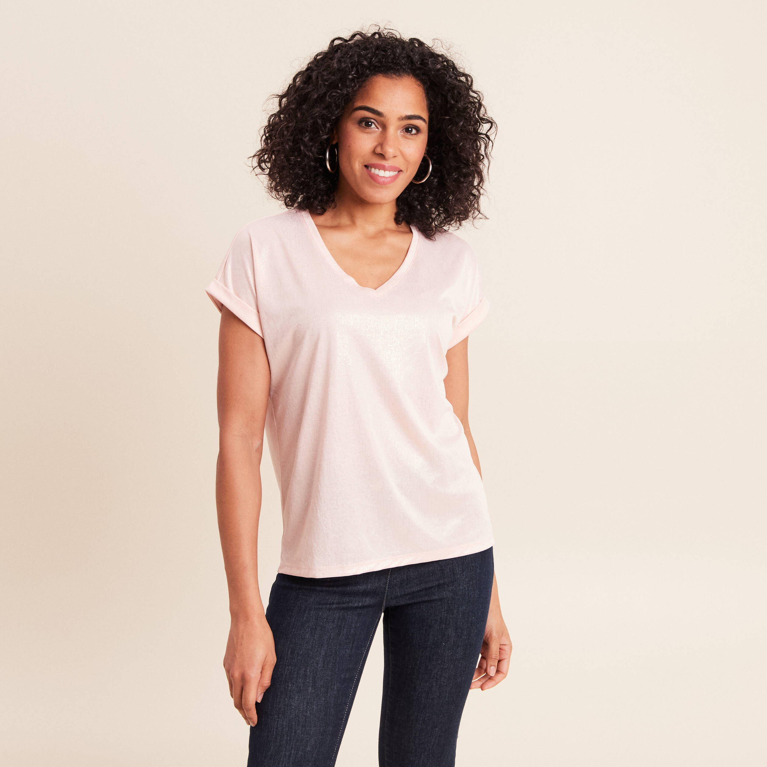 T-shirt manches courtes vieux rose femme