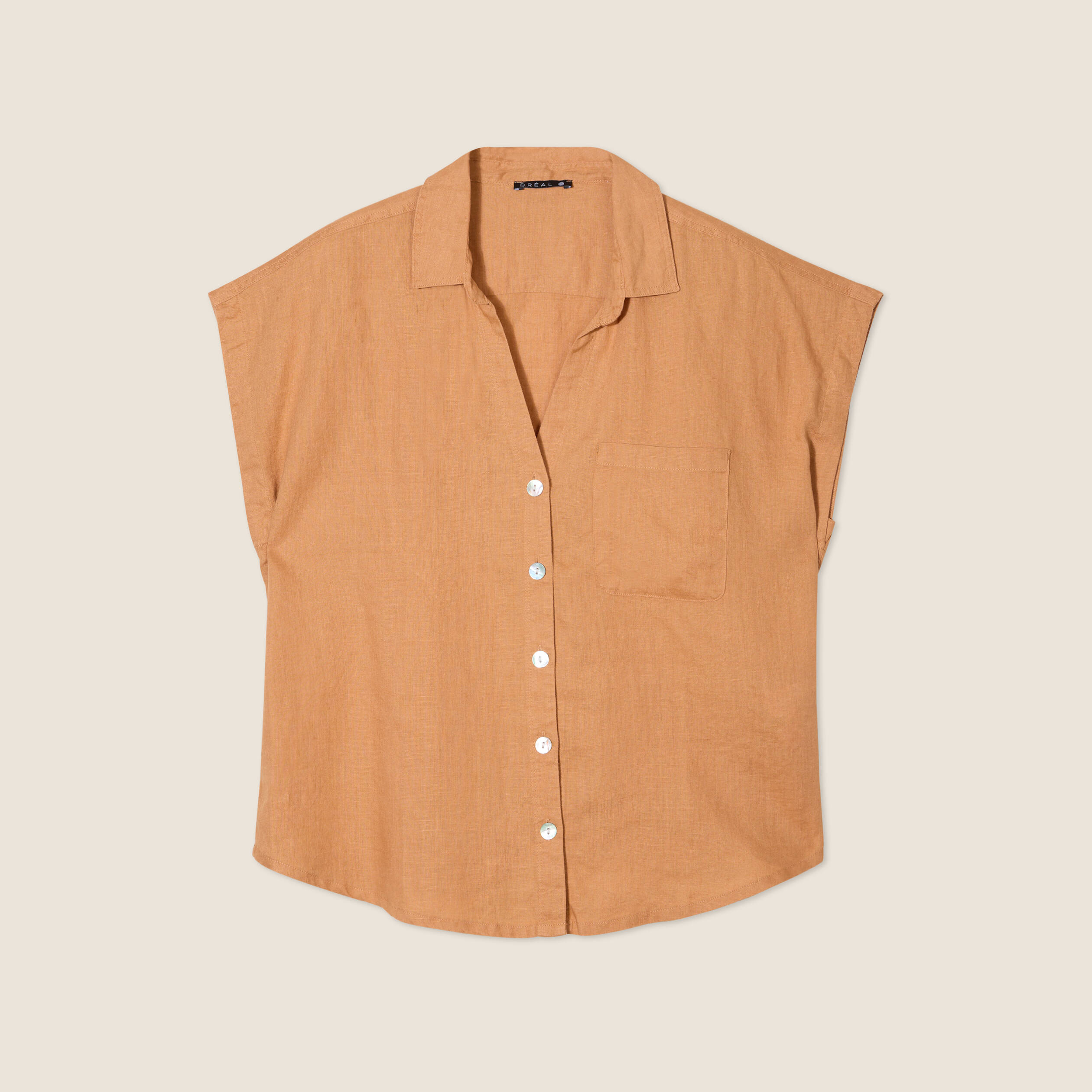 Chemise sans manches beige femme