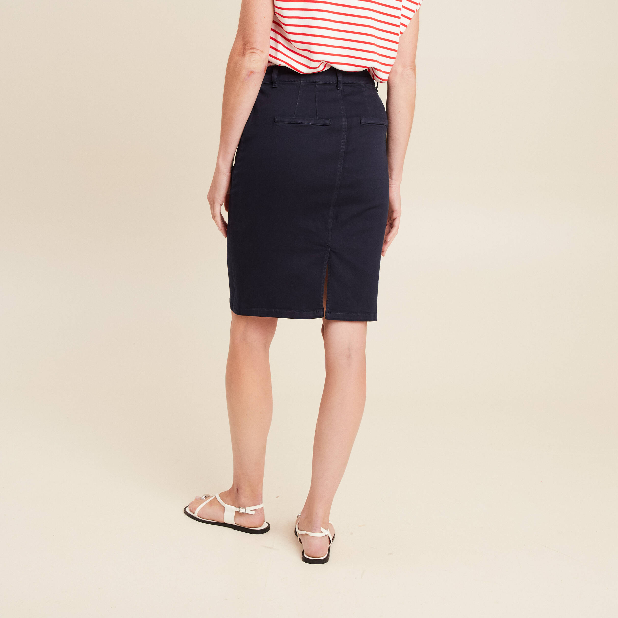 jupe droite longueur genou bleu fonce femme Jupe droite longueur genou bleu foncé femme