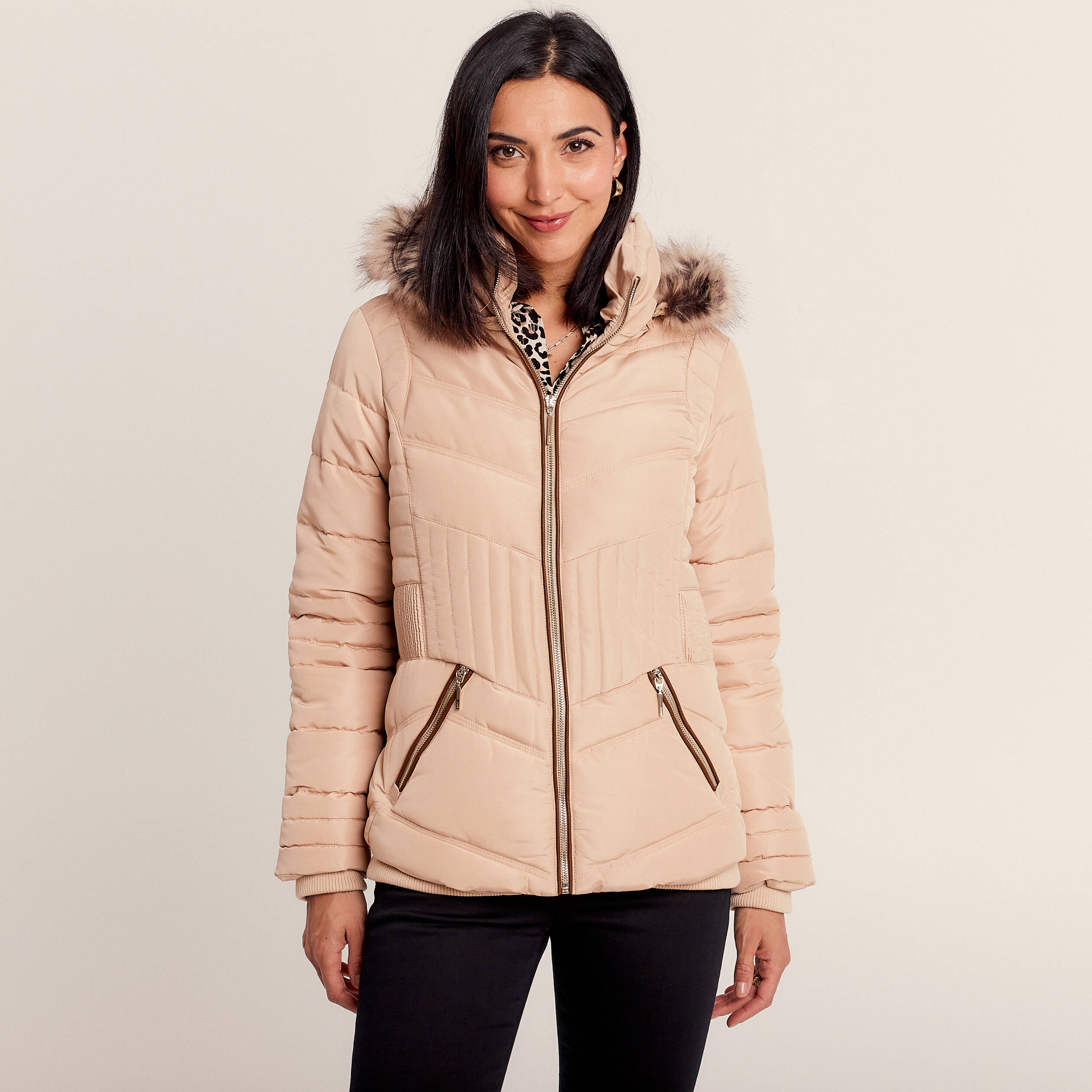 Doudoune marron femme deals capuche fourrure