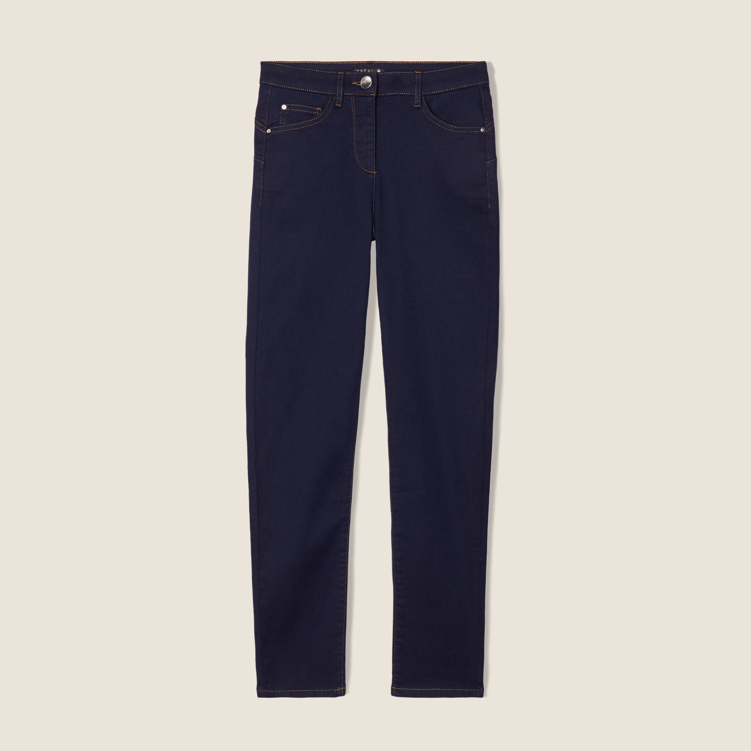 Pantalon léger taille haute 7/8ème denim brut femme