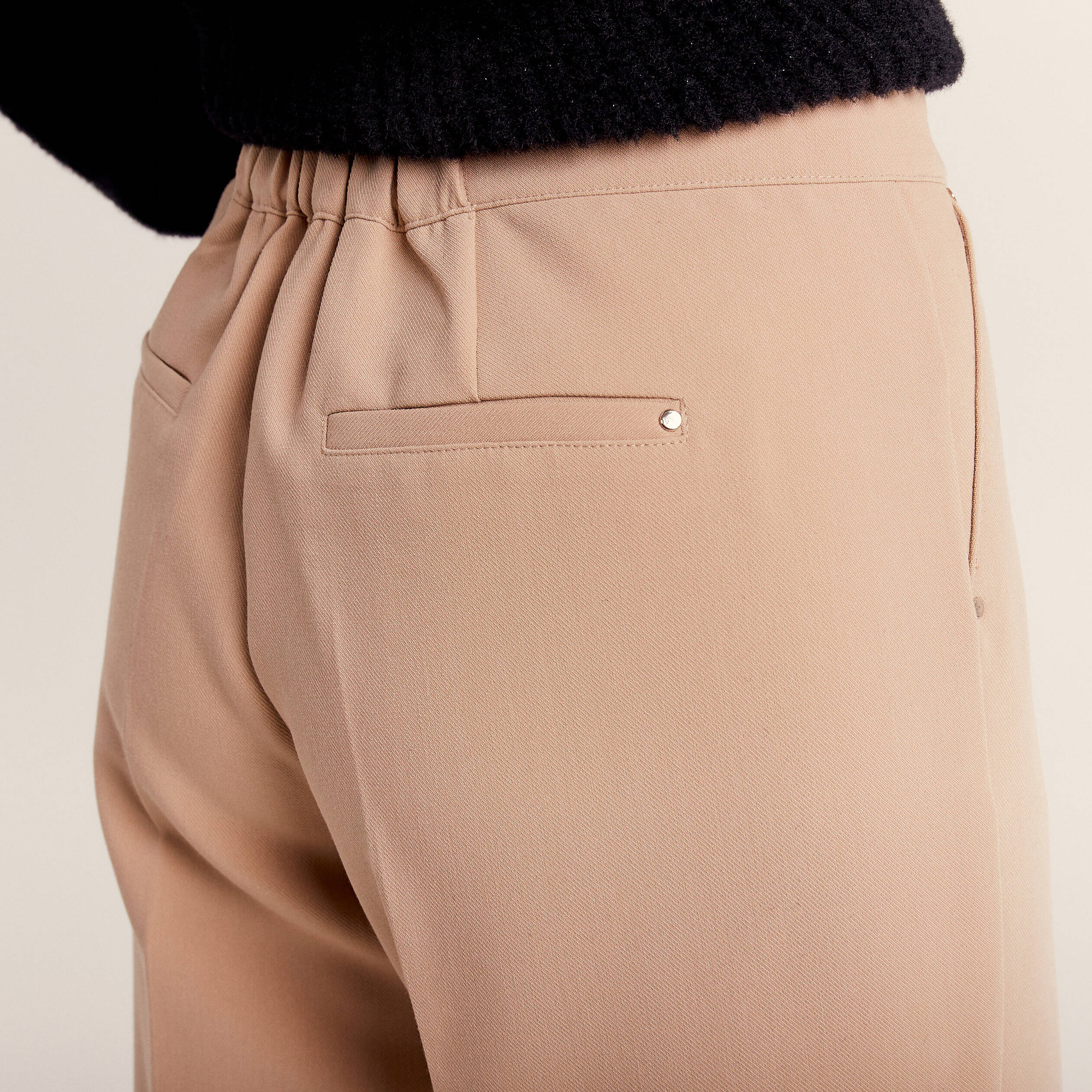 Pantalon large à pinces Femme - Beige