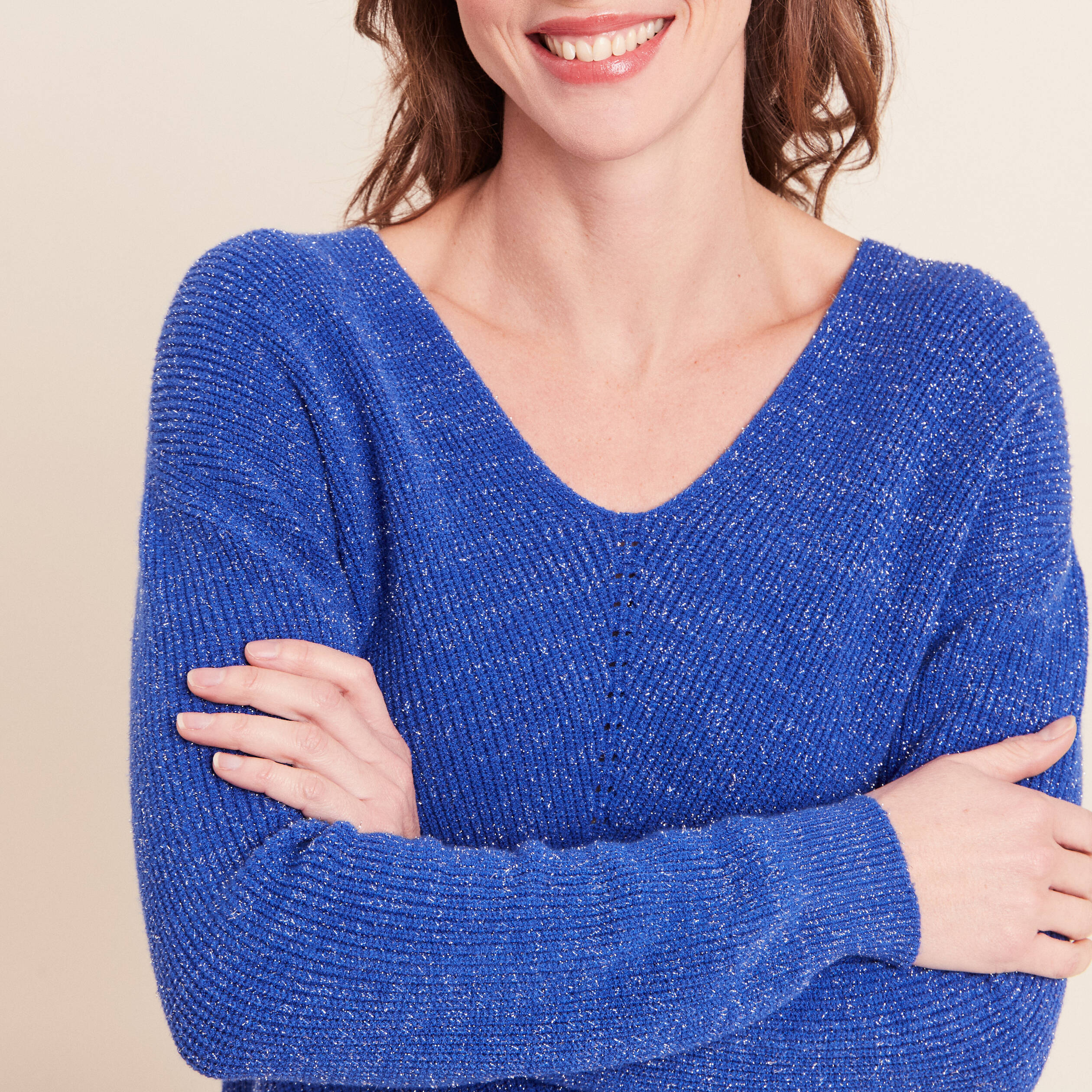 Pull manches longues bleu canard femme | Bréal