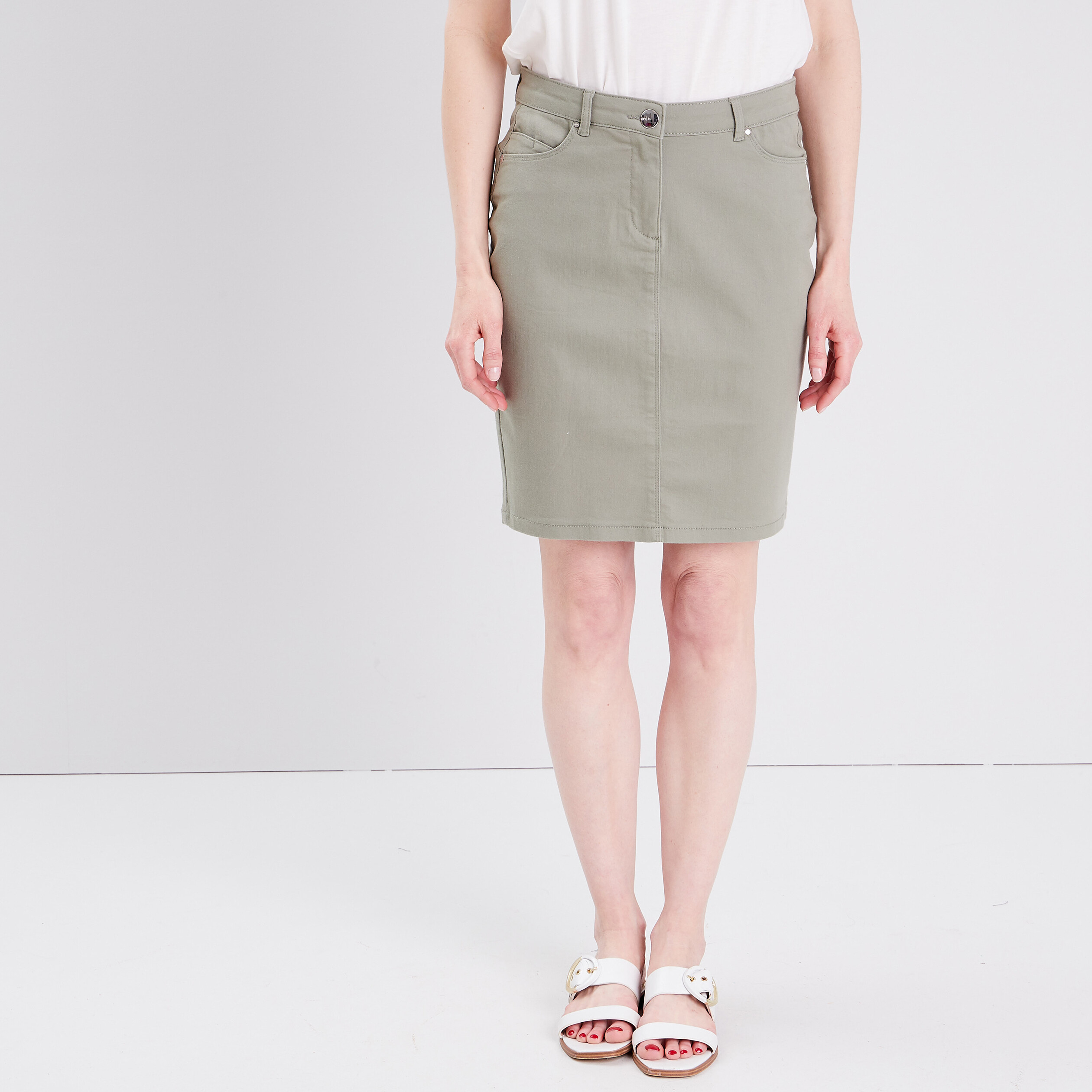 Jupe droite vert clair femme