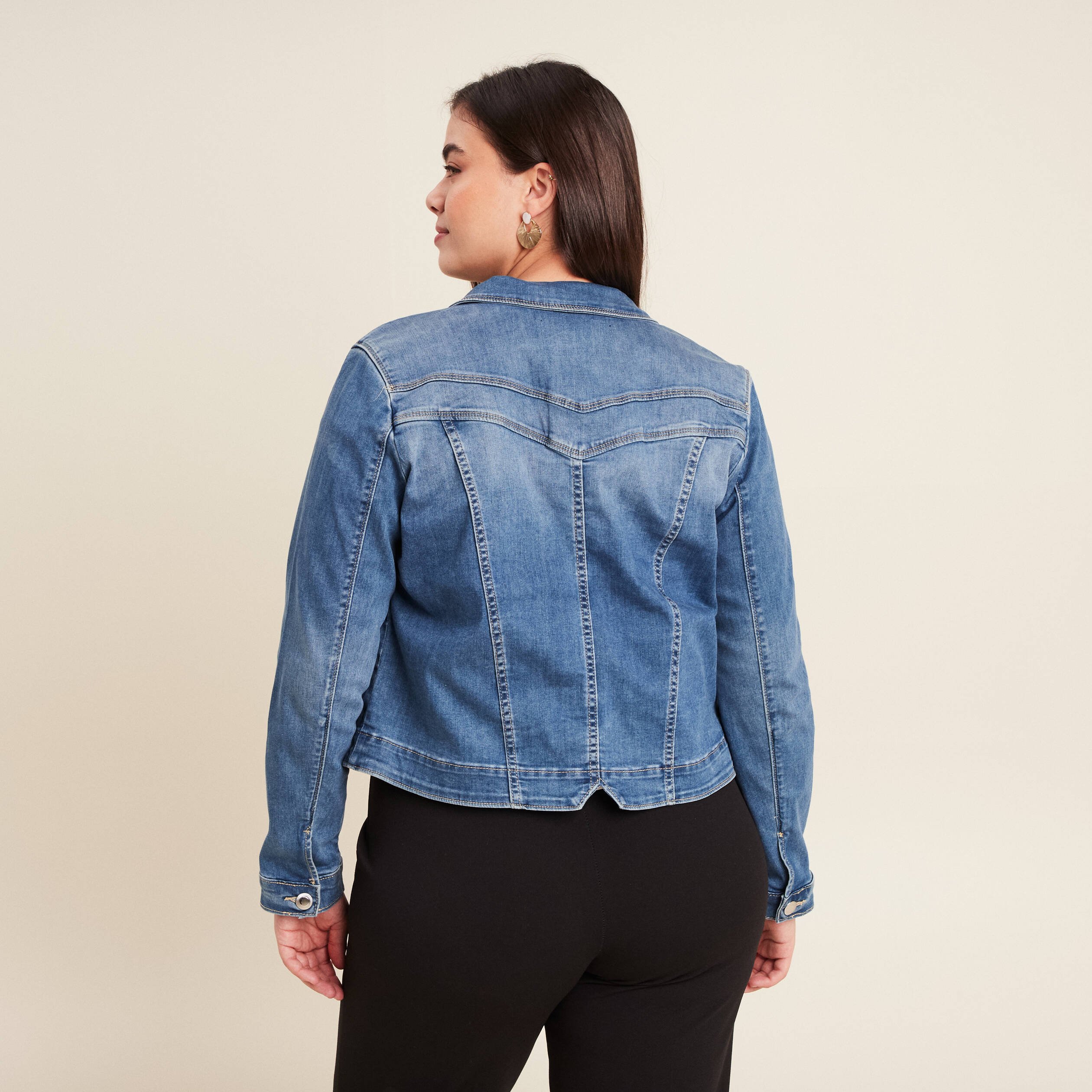 Blouson en jean denim double stone femme