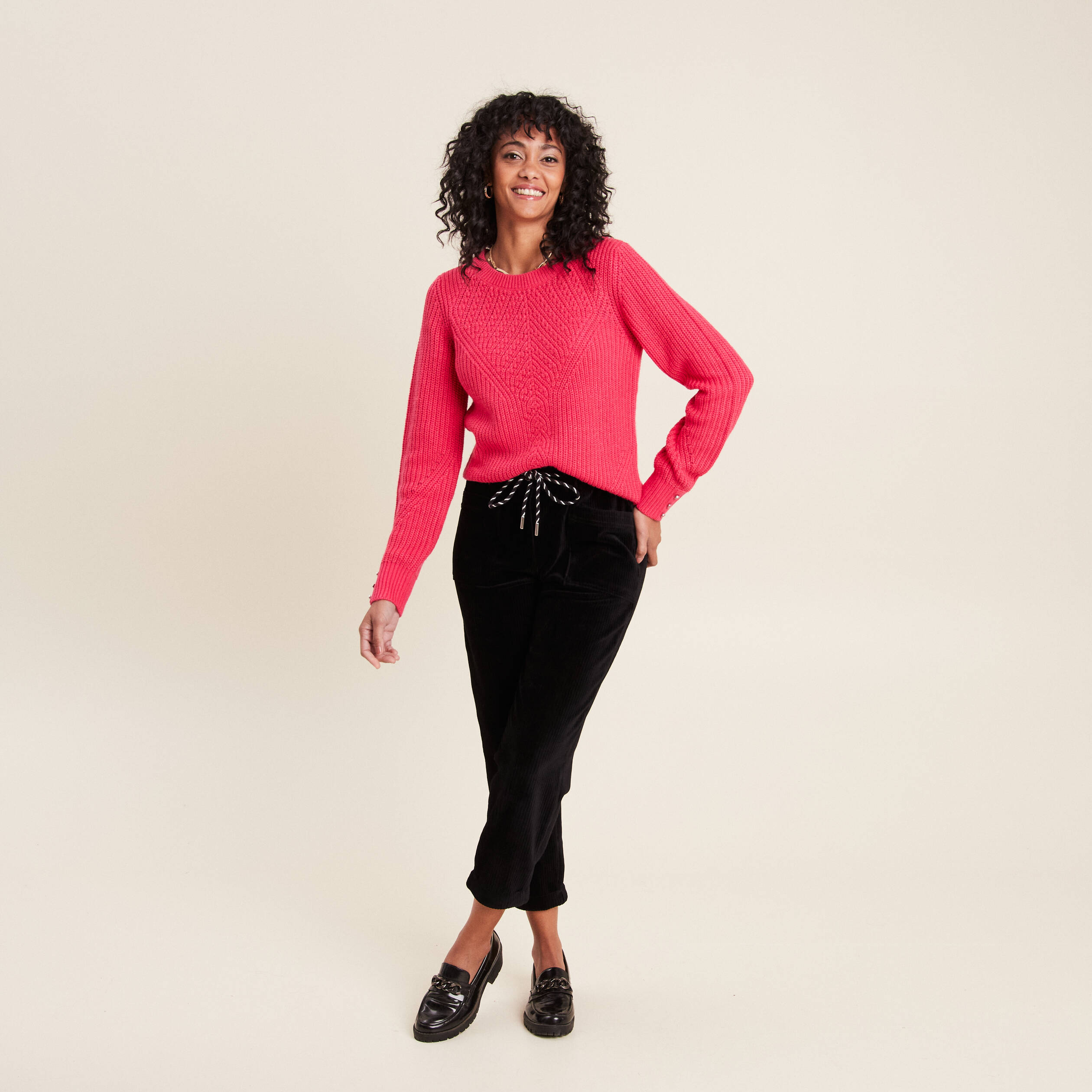 Pull Femme August Silk En Coton Rose - Taille XL, Manches Longues, Col Montant, Occasion Très Bon état