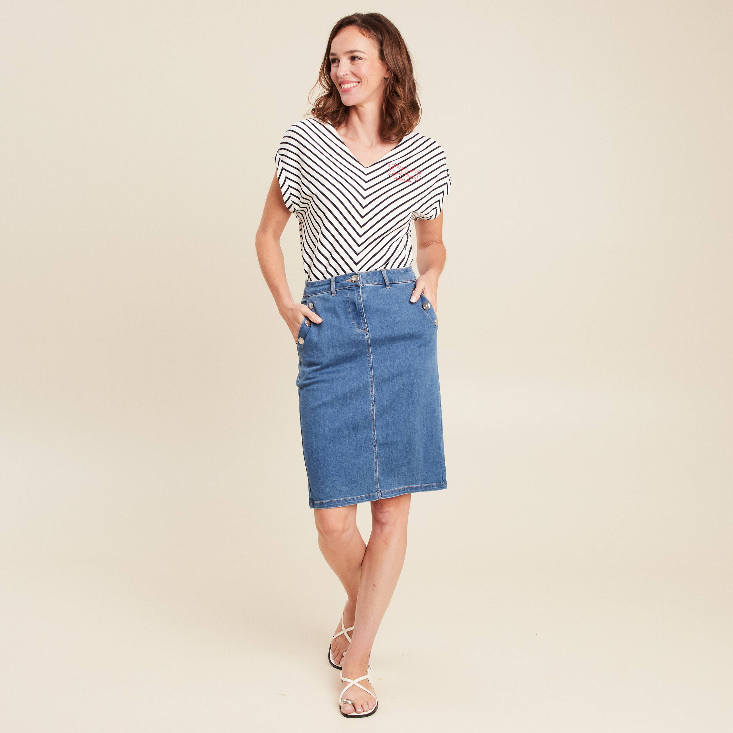 Mini-jupe Droite GAP - Stretch, Froncé, Crayon - Taille M, Noir & Blanc - Neuf Avec étiquettes