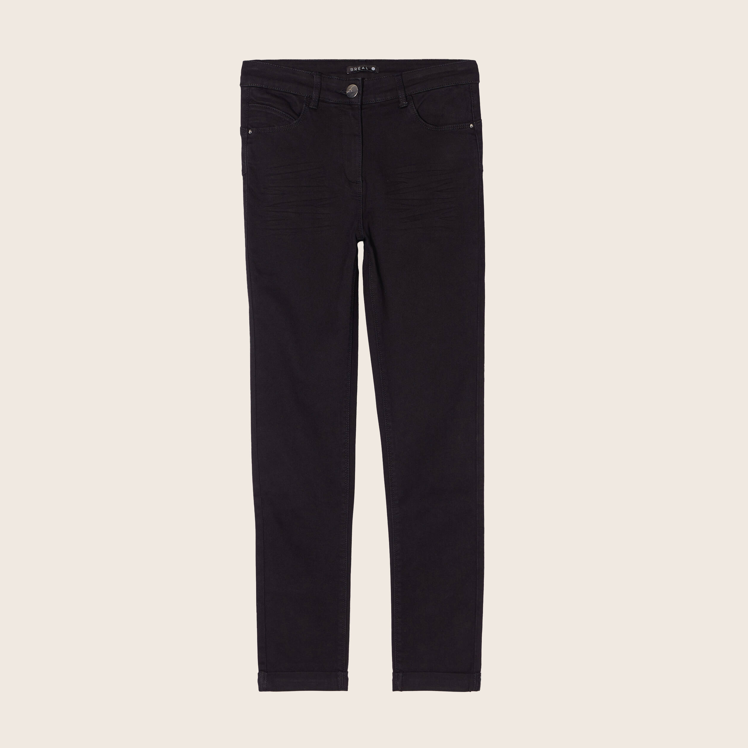 Jean ajusté taille standard 7/8ème noir femme