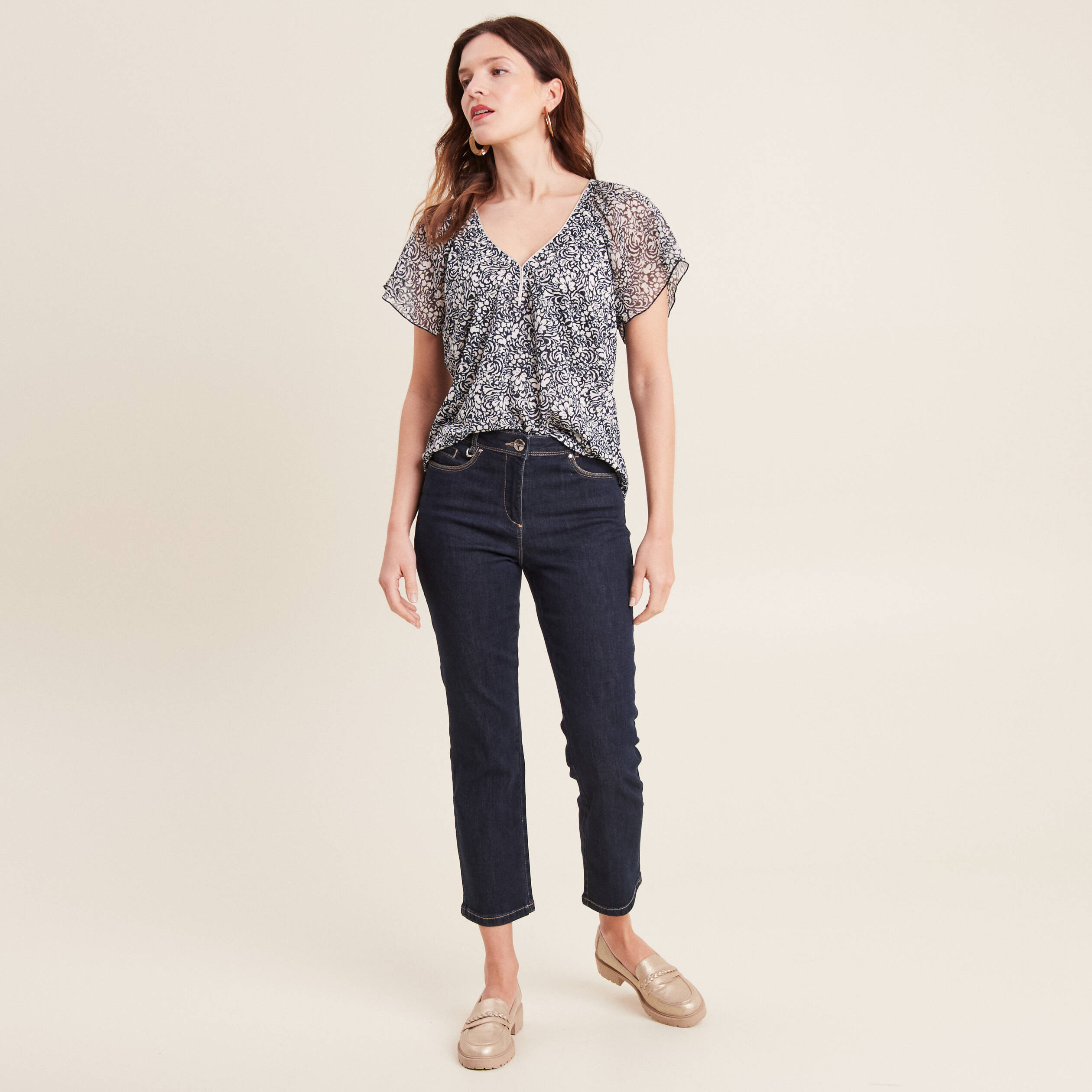 T-shirt manches courtes bleu femme