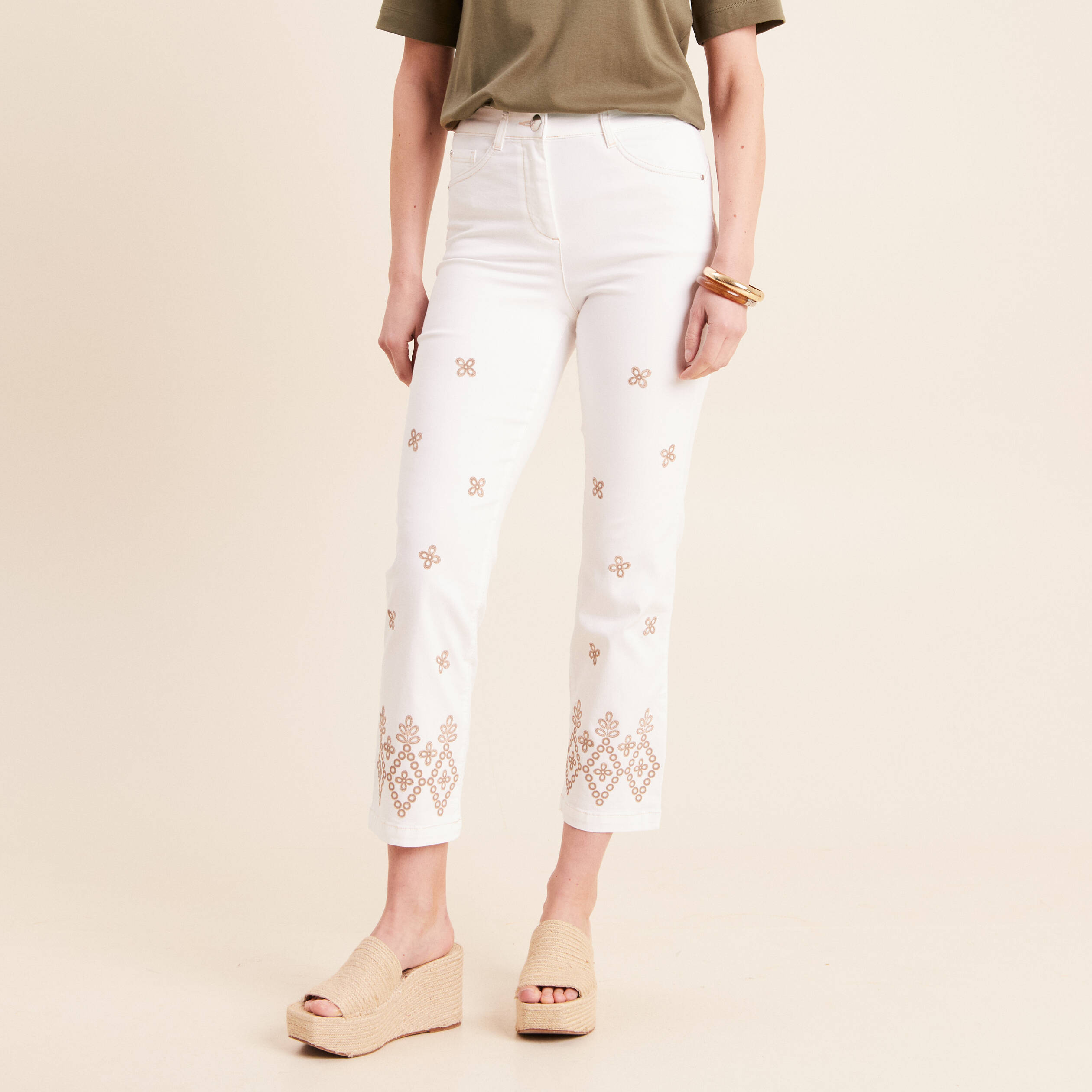 Pantalon magique Le L&eacute;ger coupe droite beige femme