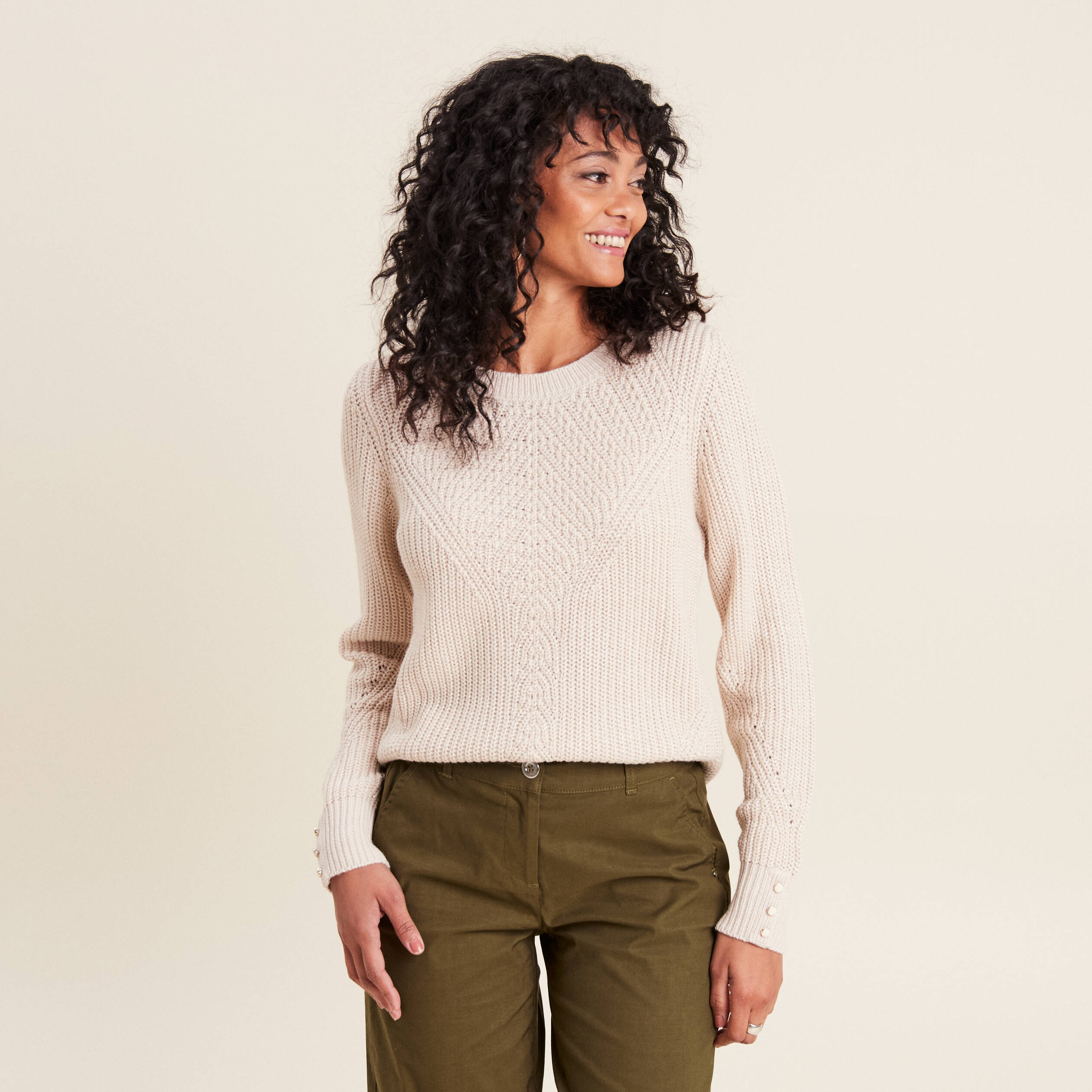 pull manches longues creme femme Pull manches longues creme femme