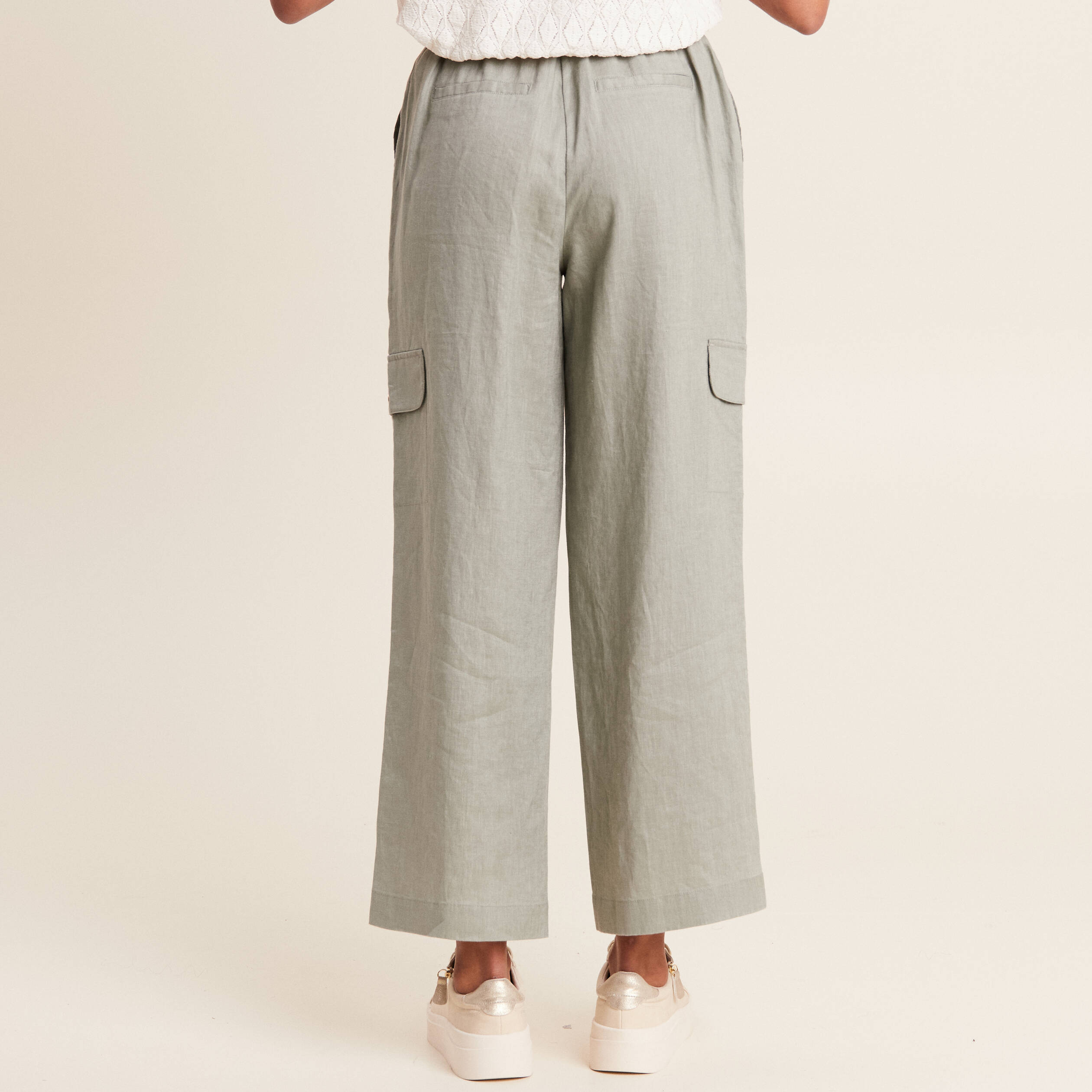 Pantalon large 7/8ème vert clair femme