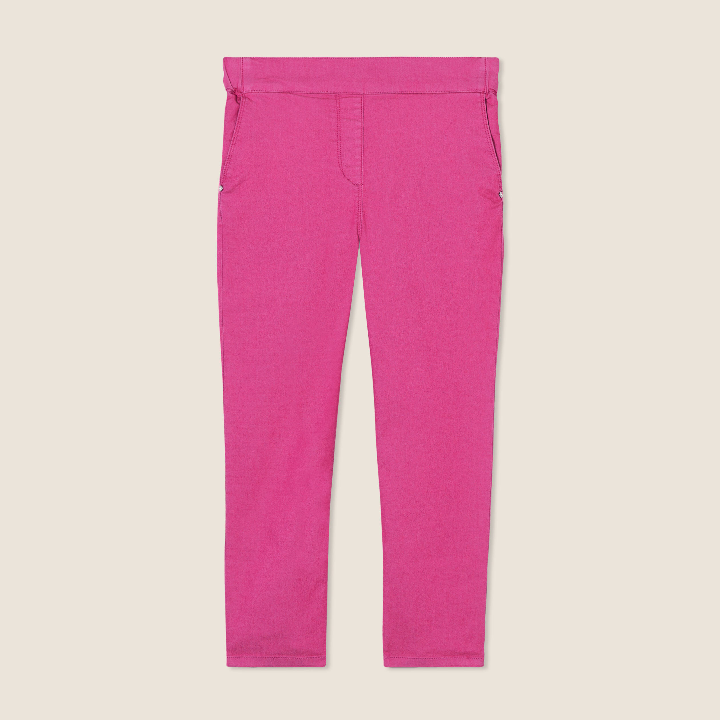 Pantacourt ajusté taille haute rose fushia femme