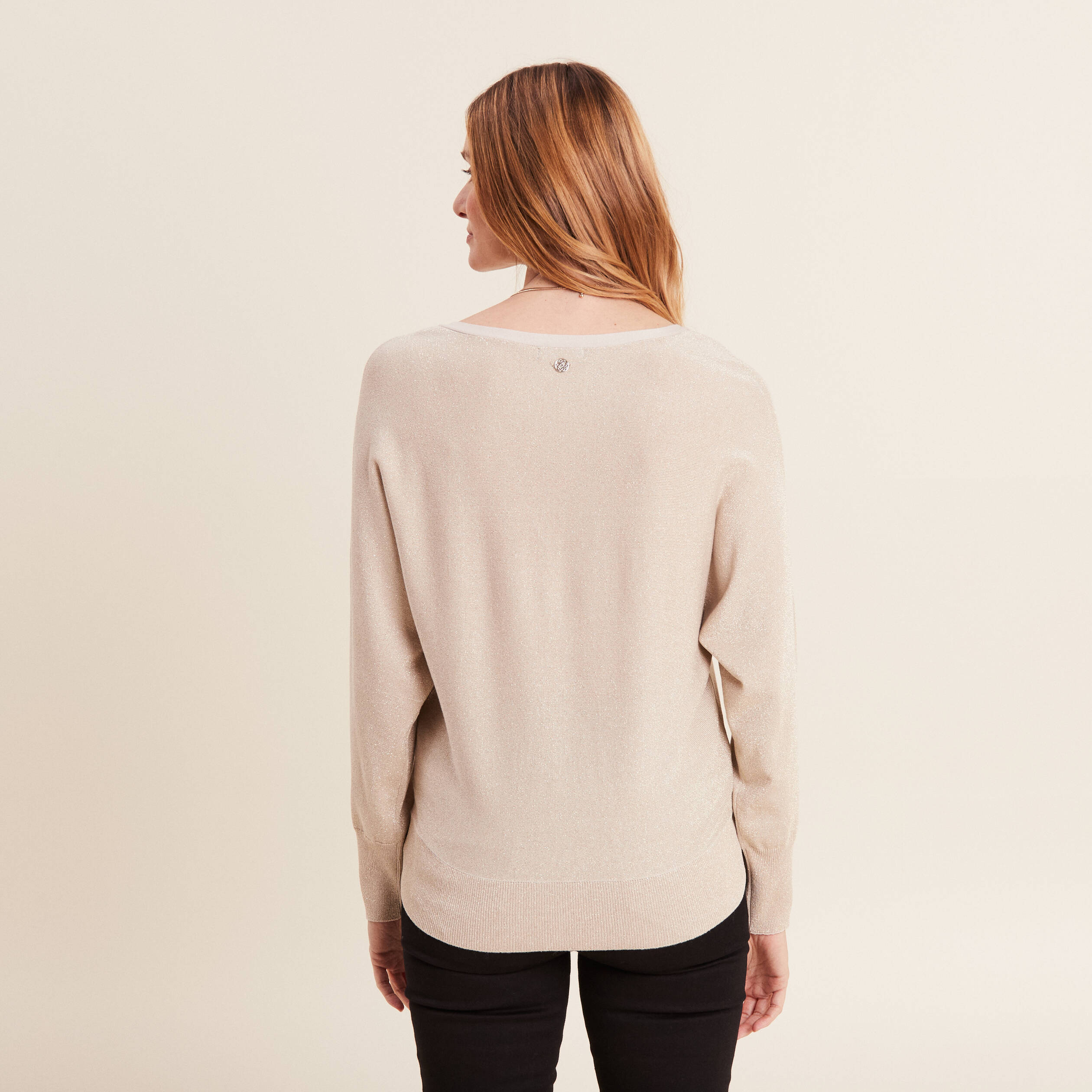 Pull manches longues couleur or femme