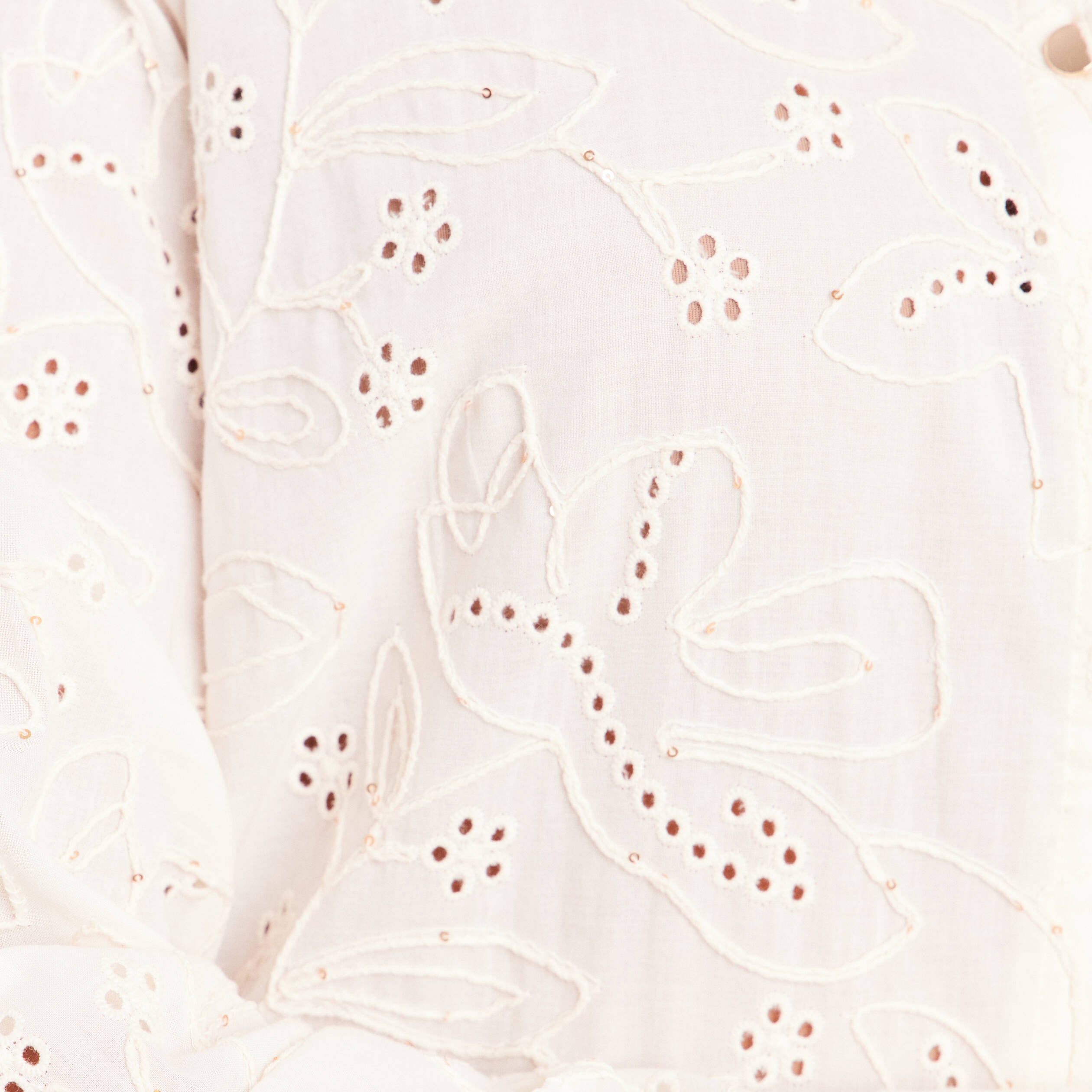 Chemise droite manches longues ecru femme