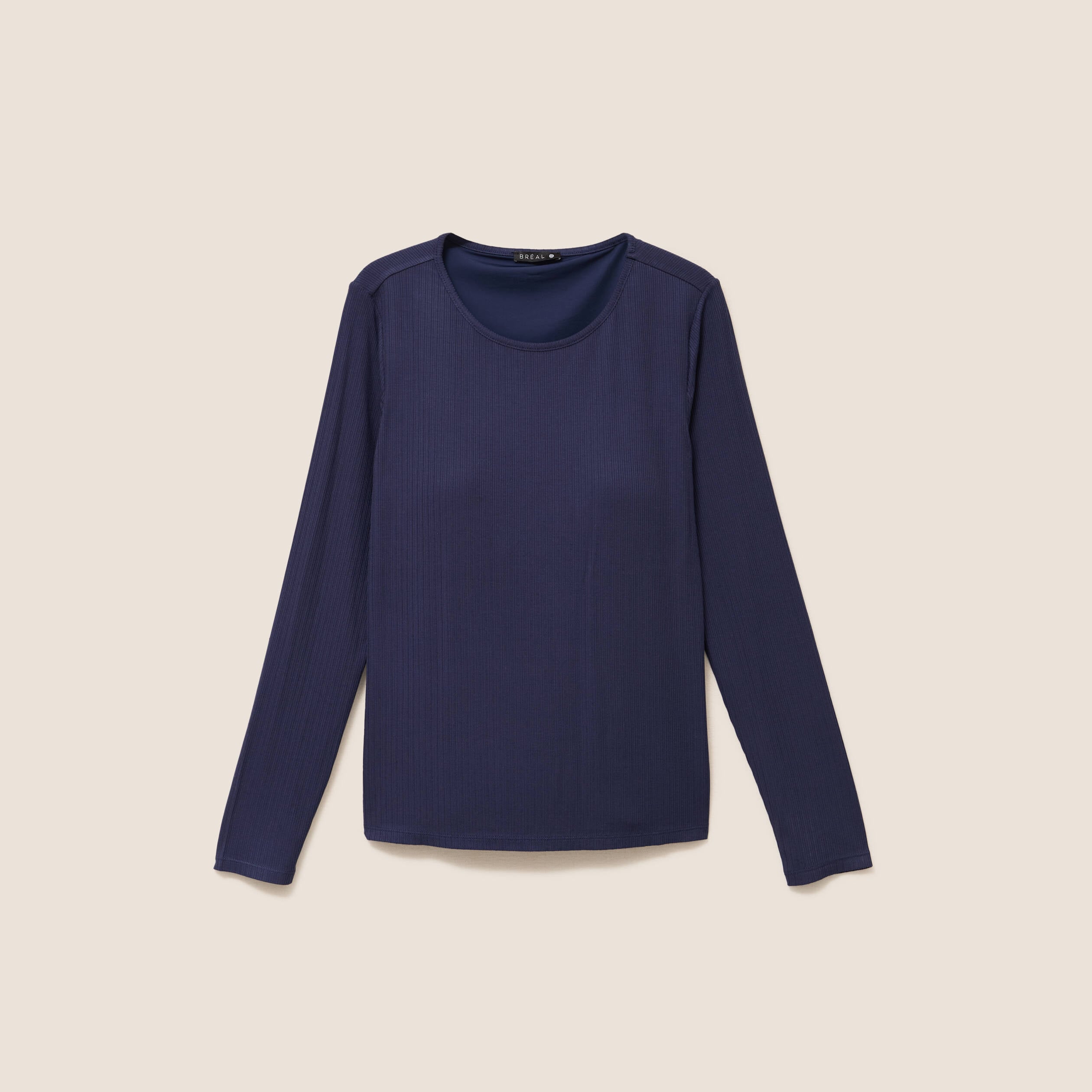 T-shirt thermique ajust&eacute; manches longues bleu marine femme