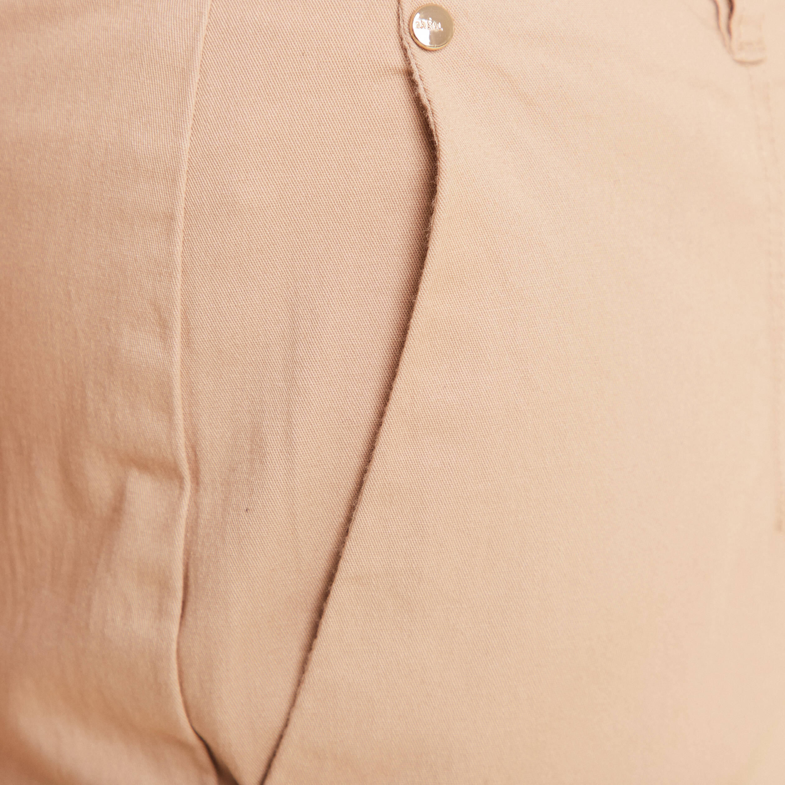 Pantalon large taille basculée beige femme