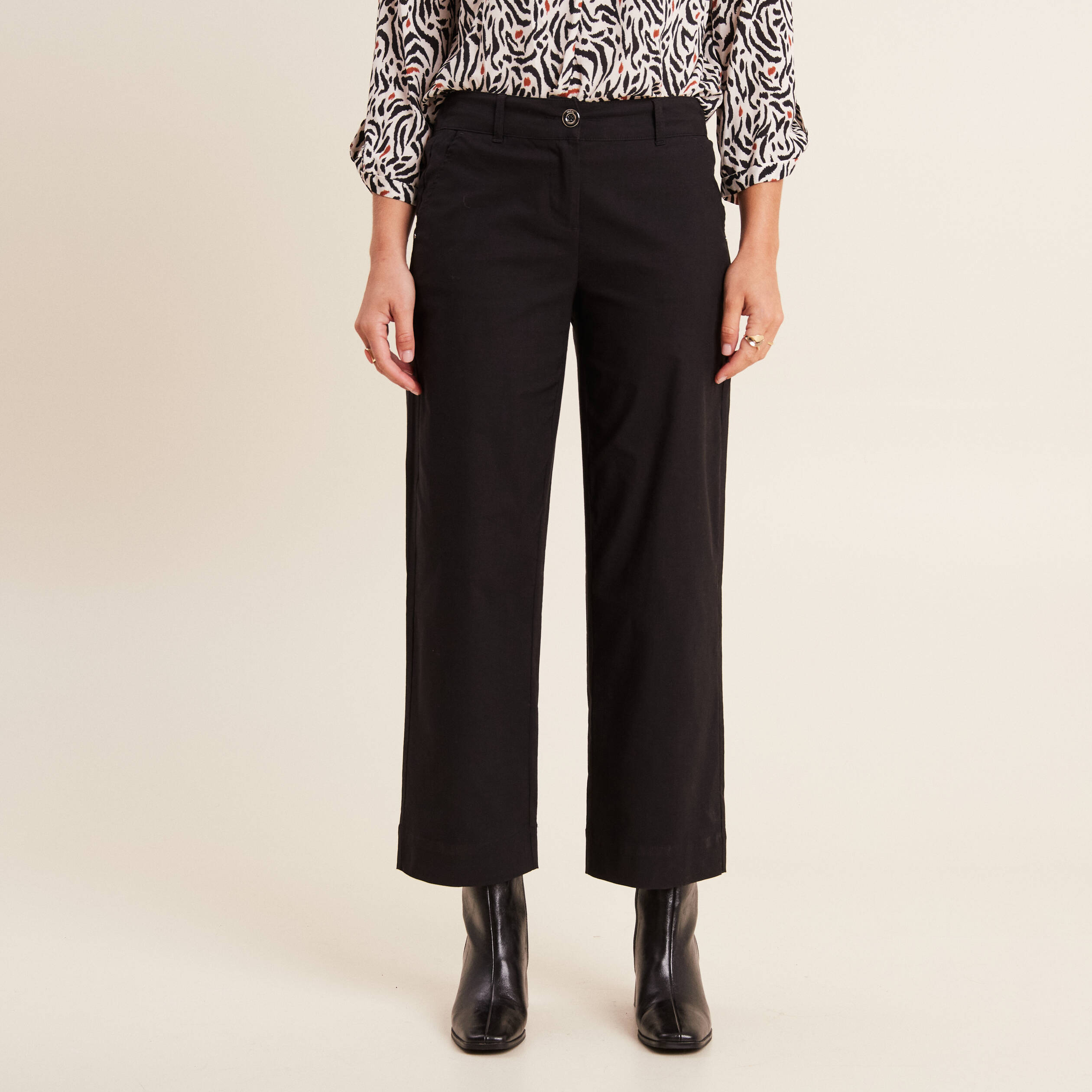 Pantalon large 7/8ème noir femme
