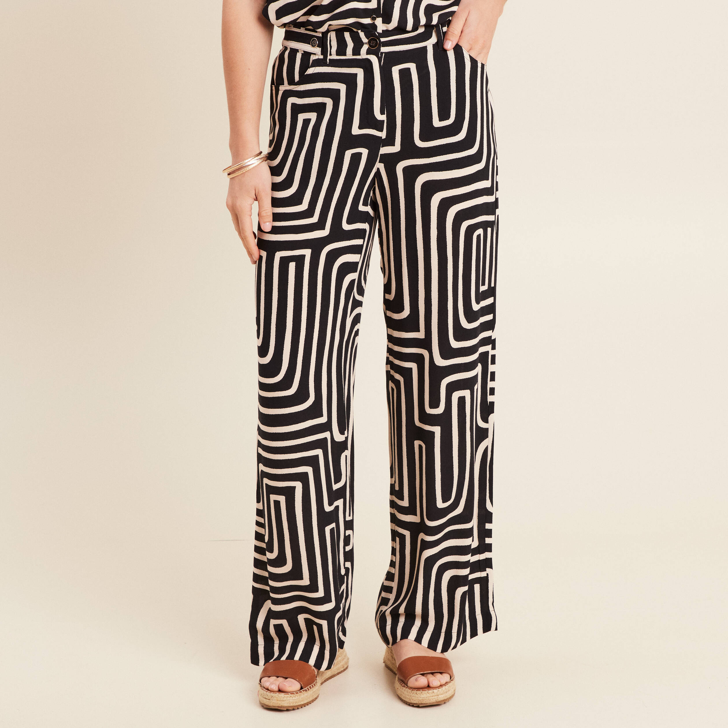 pantalon large taille haute noir femme Pantalon large taille haute noir femme