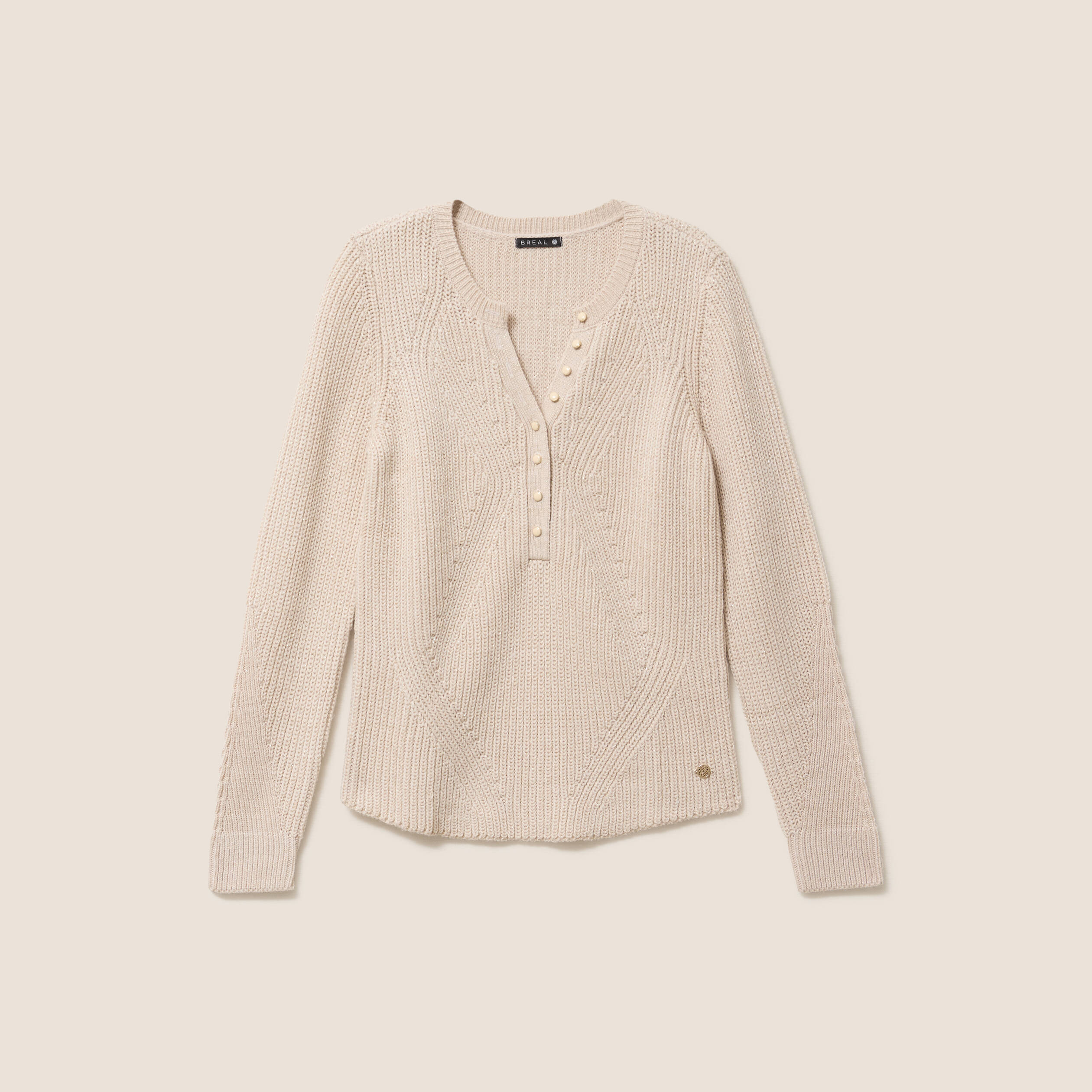 Pull manches longues creme femme
