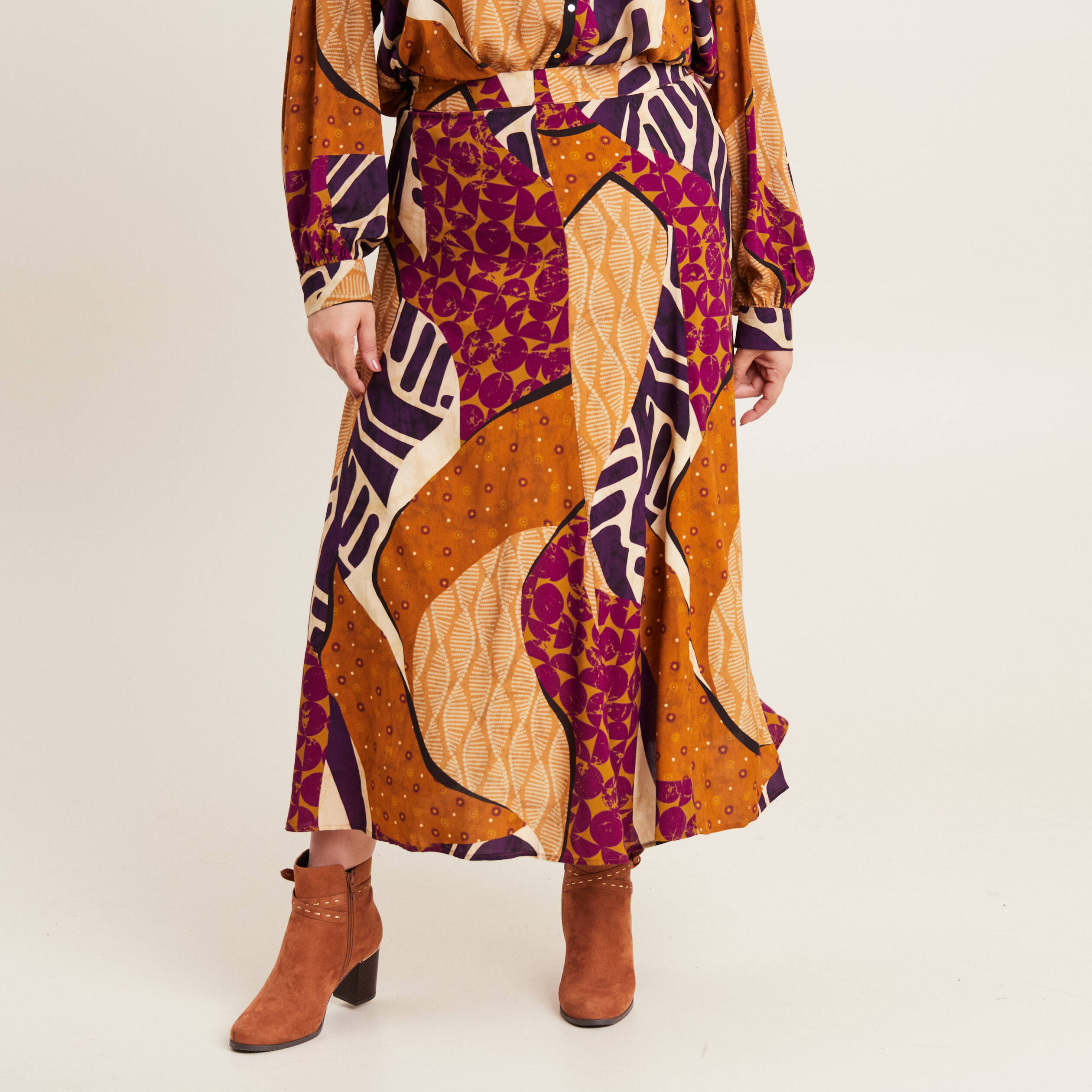 jupe longue evasee multicolore femme Jupe longue évasée multicolore femme