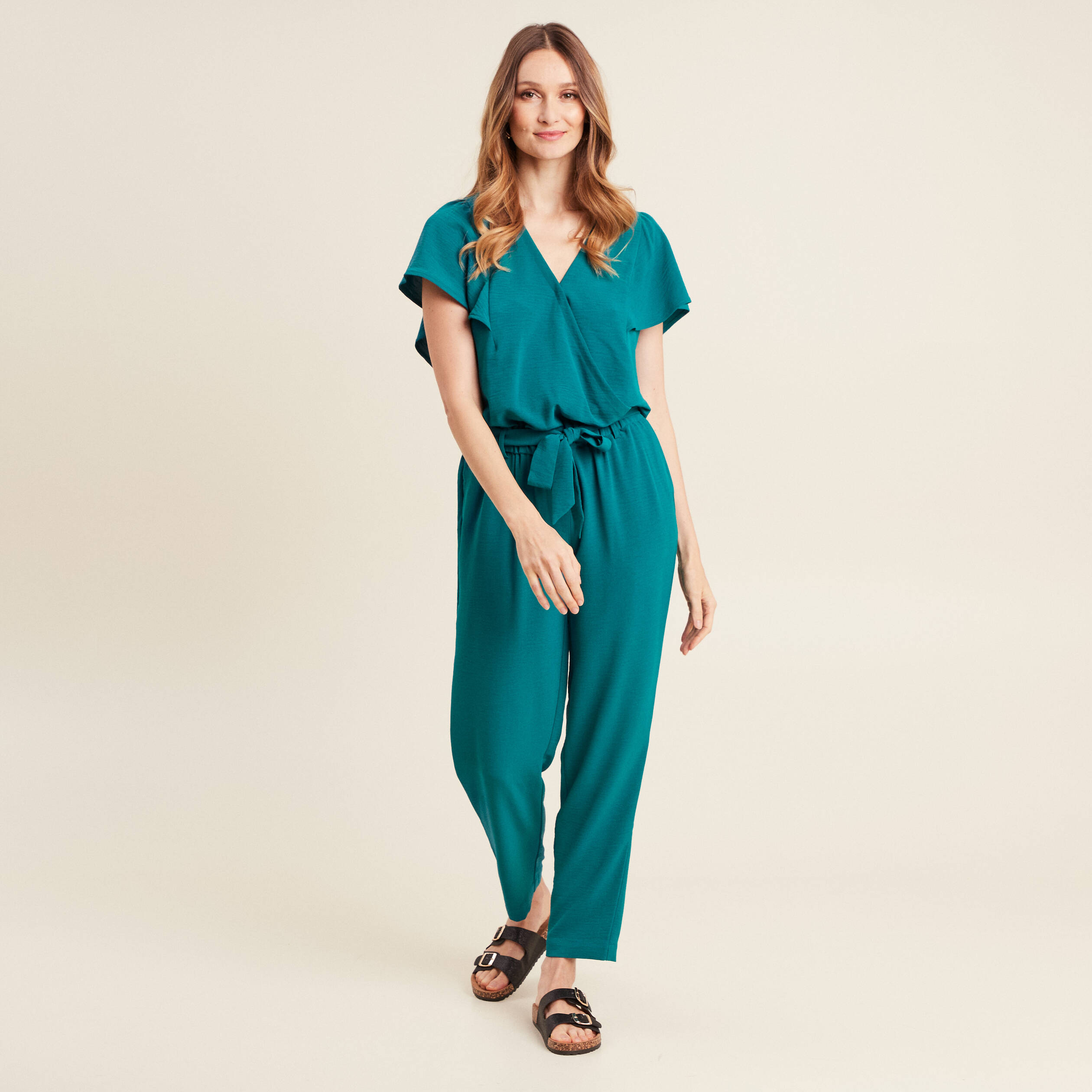 combinaison pantalon droite vert femme Combinaison pantalon droite vert femme